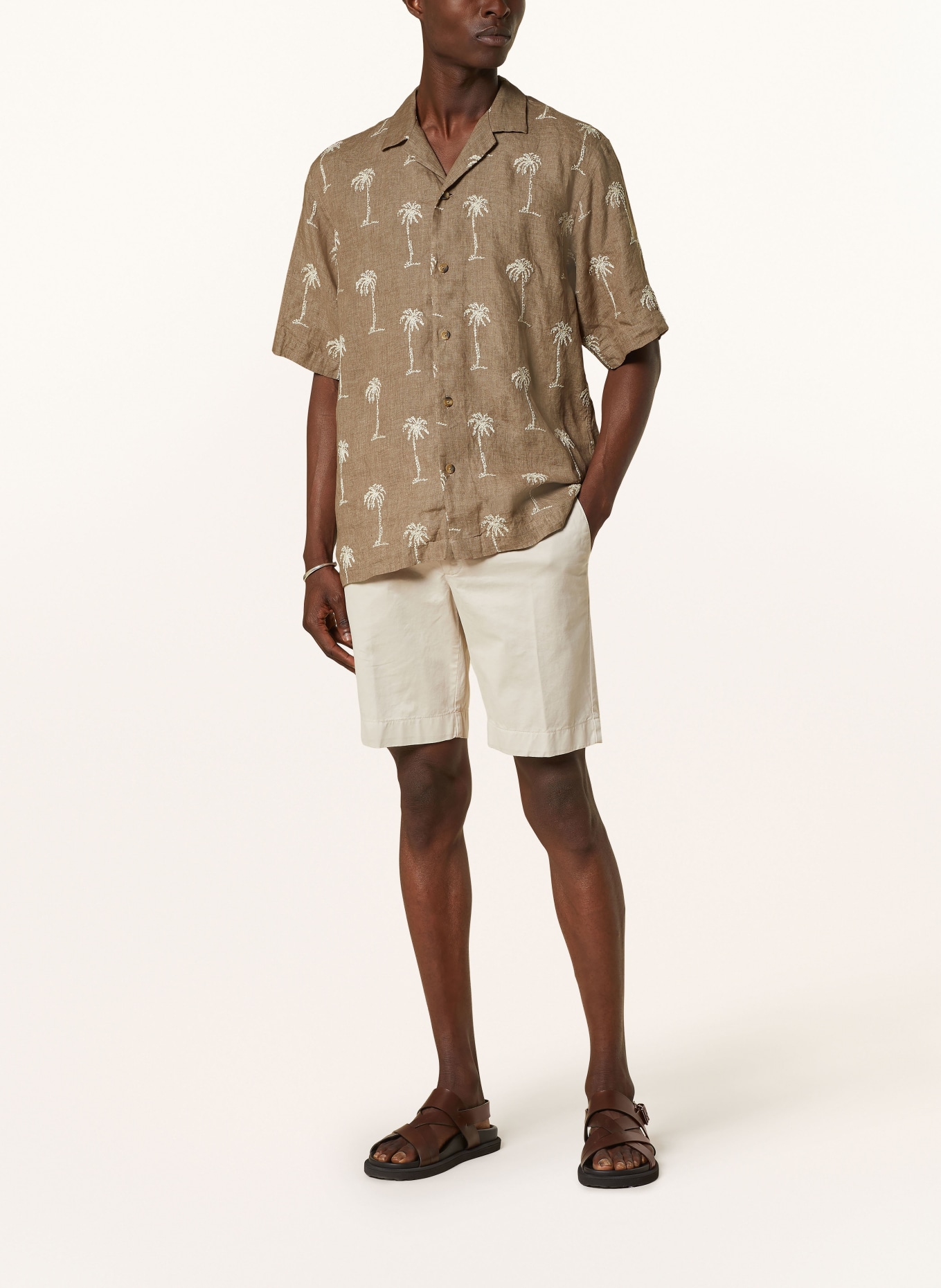 ETON Koszula z klapami comfort fit z lnu, Kolor: BRĄZOWY/ KREMOWY (Obrazek 2)