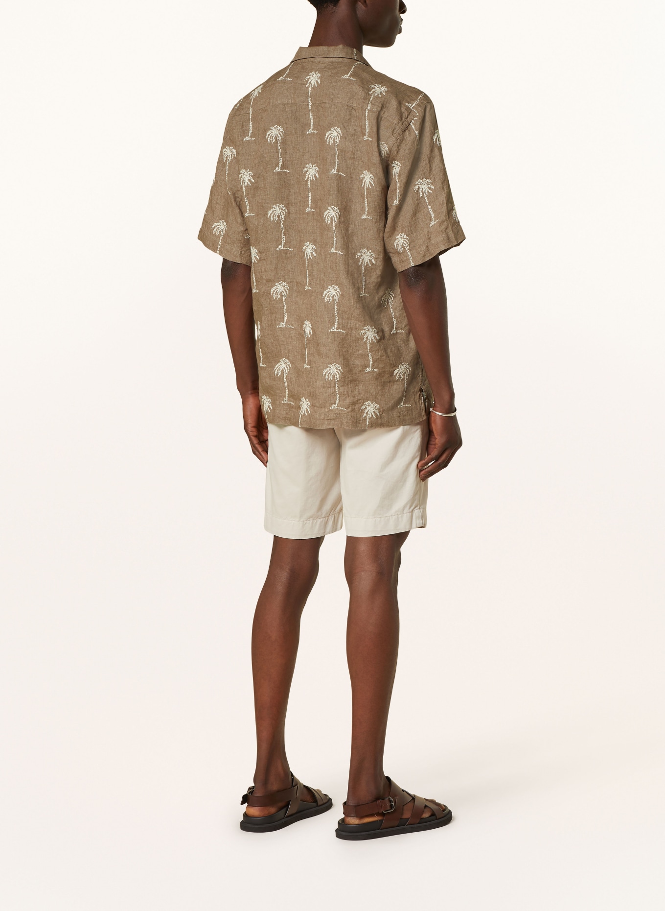 ETON Resort shirt comfort fit in linen, Color: BROWN/ CREAM (Image 3)