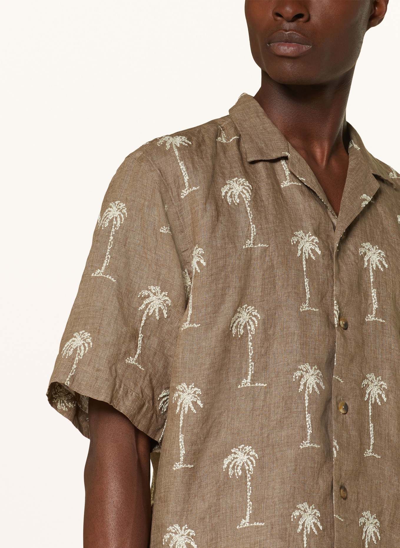 ETON Resort shirt comfort fit in linen, Color: BROWN/ CREAM (Image 4)