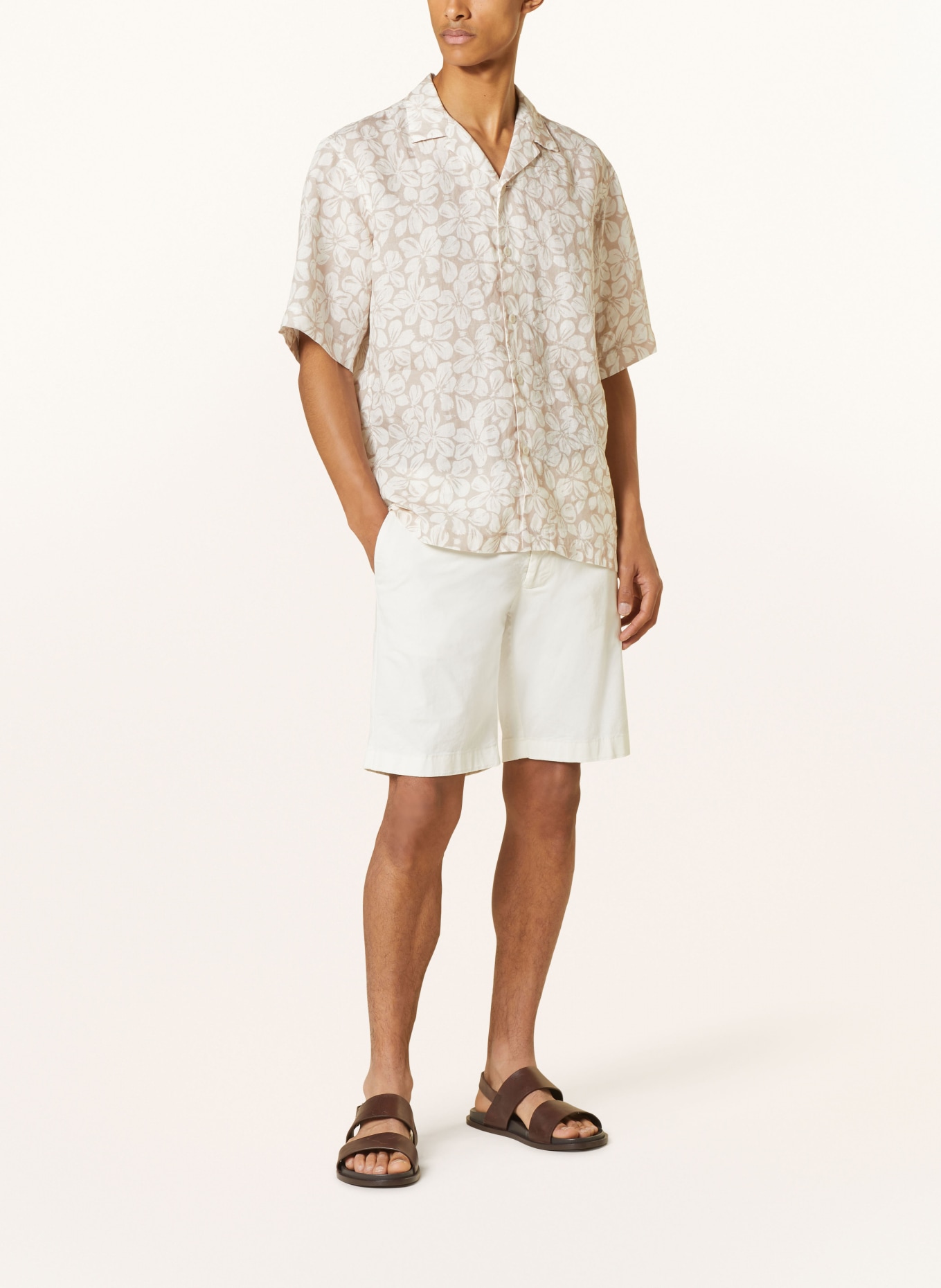 ETON Resort shirt regular fit made of linen, Color: WHITE/ BROWN (Image 2)