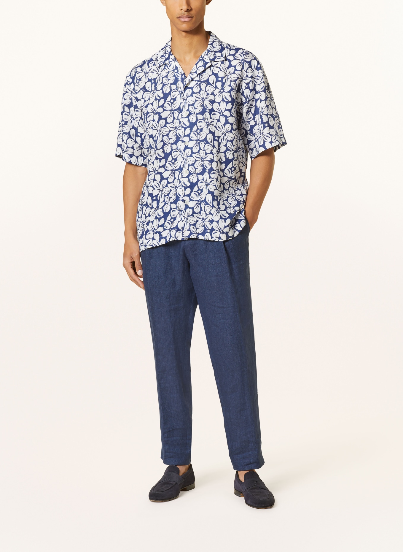 ETON Resorthemd Regular Fit aus Leinen, Farbe: DUNKELBLAU/ WEISS (Bild 2)