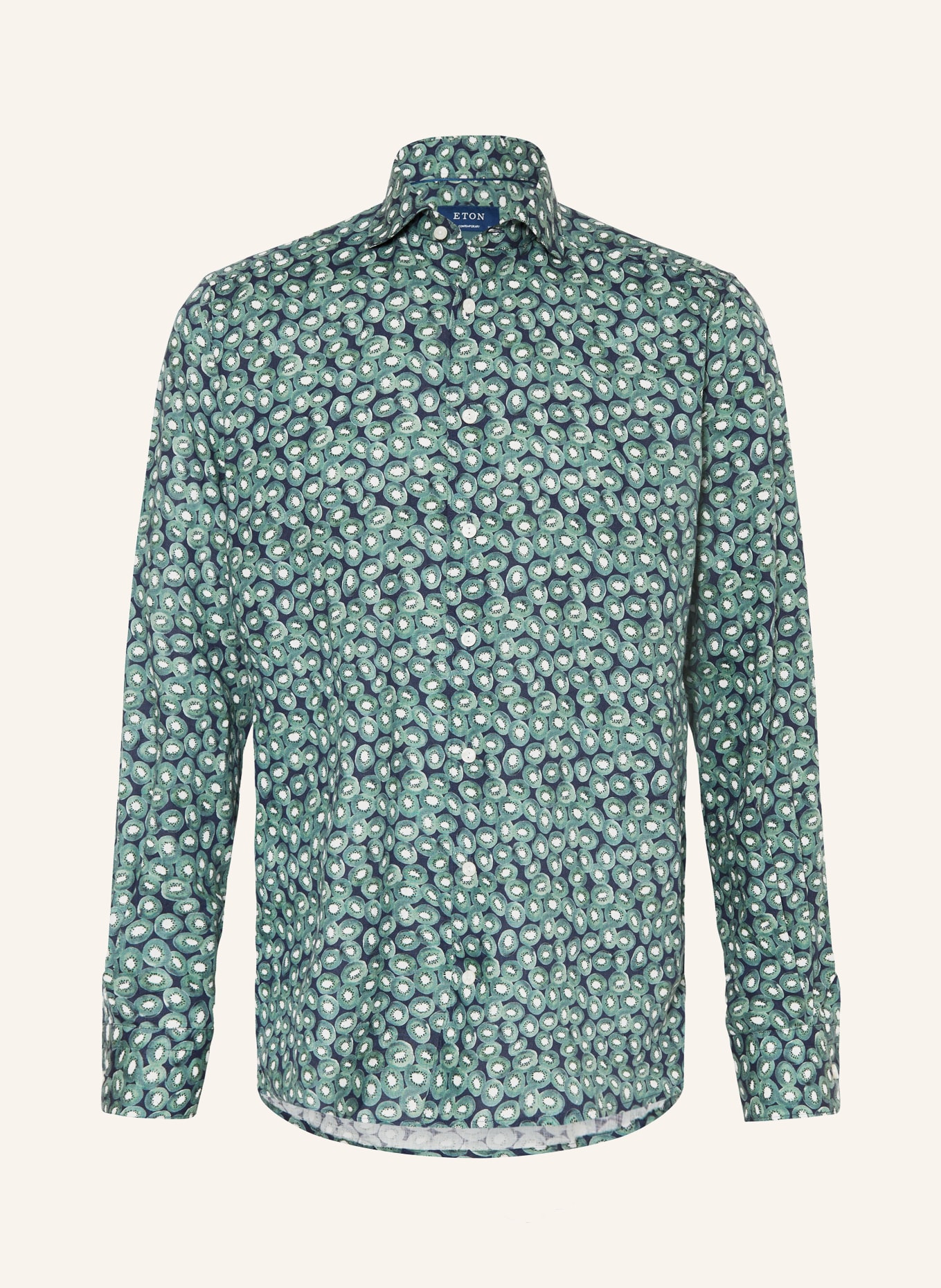 ETON Linen shirt comfort fit, Color: GREEN/ DARK BLUE/ WHITE (Image 1)