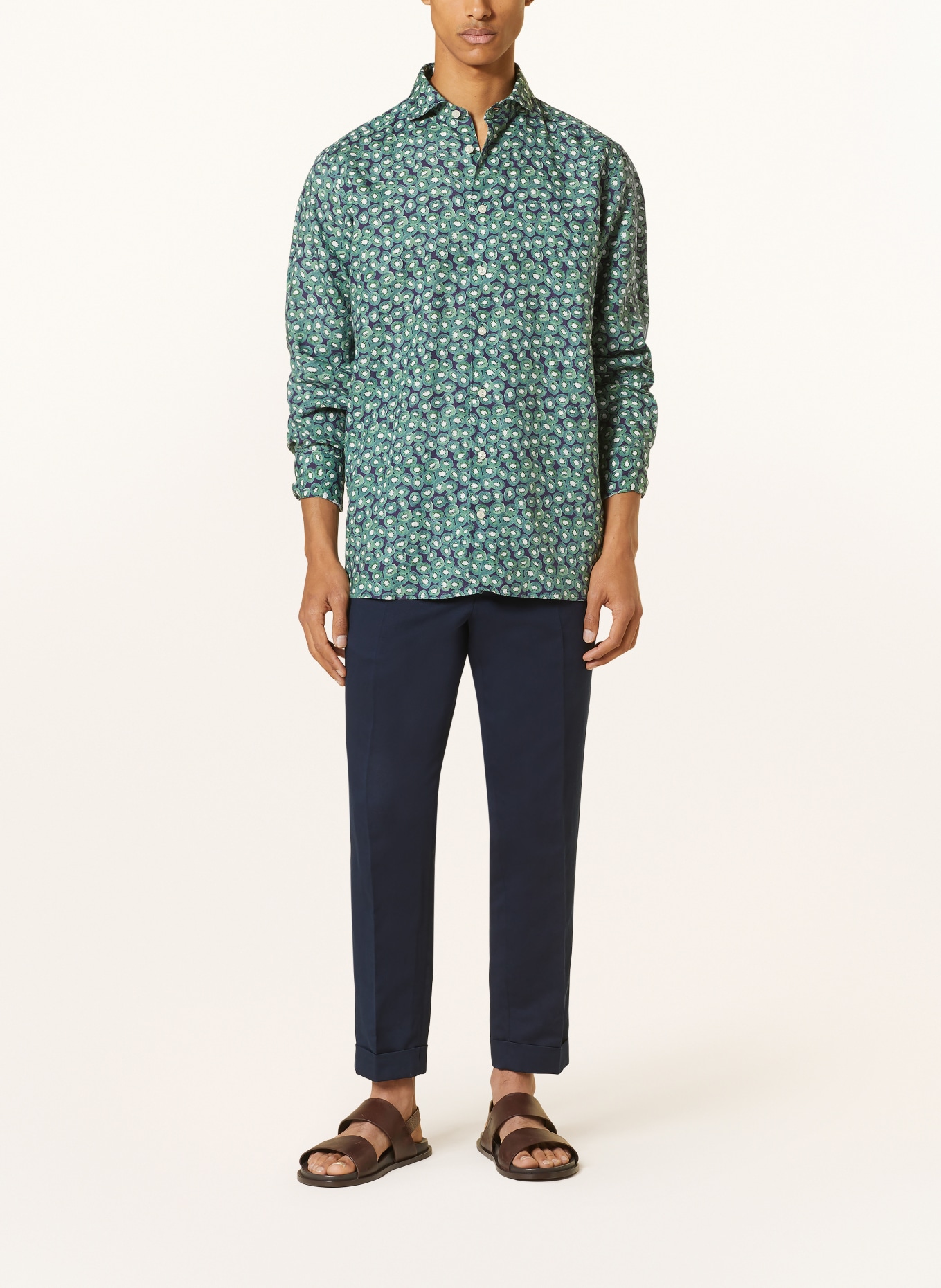 ETON Linen shirt comfort fit, Color: GREEN/ DARK BLUE/ WHITE (Image 2)