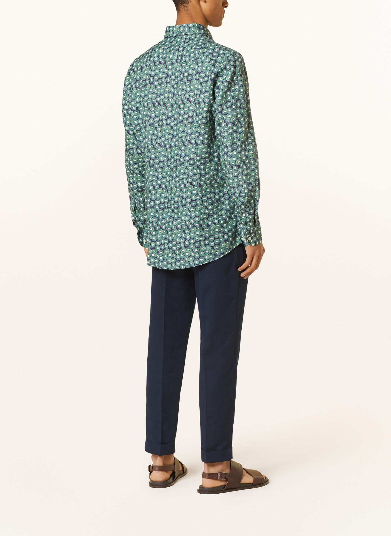 ETON Linen shirt comfort fit, Color: GREEN/ DARK BLUE/ WHITE (Image 3)