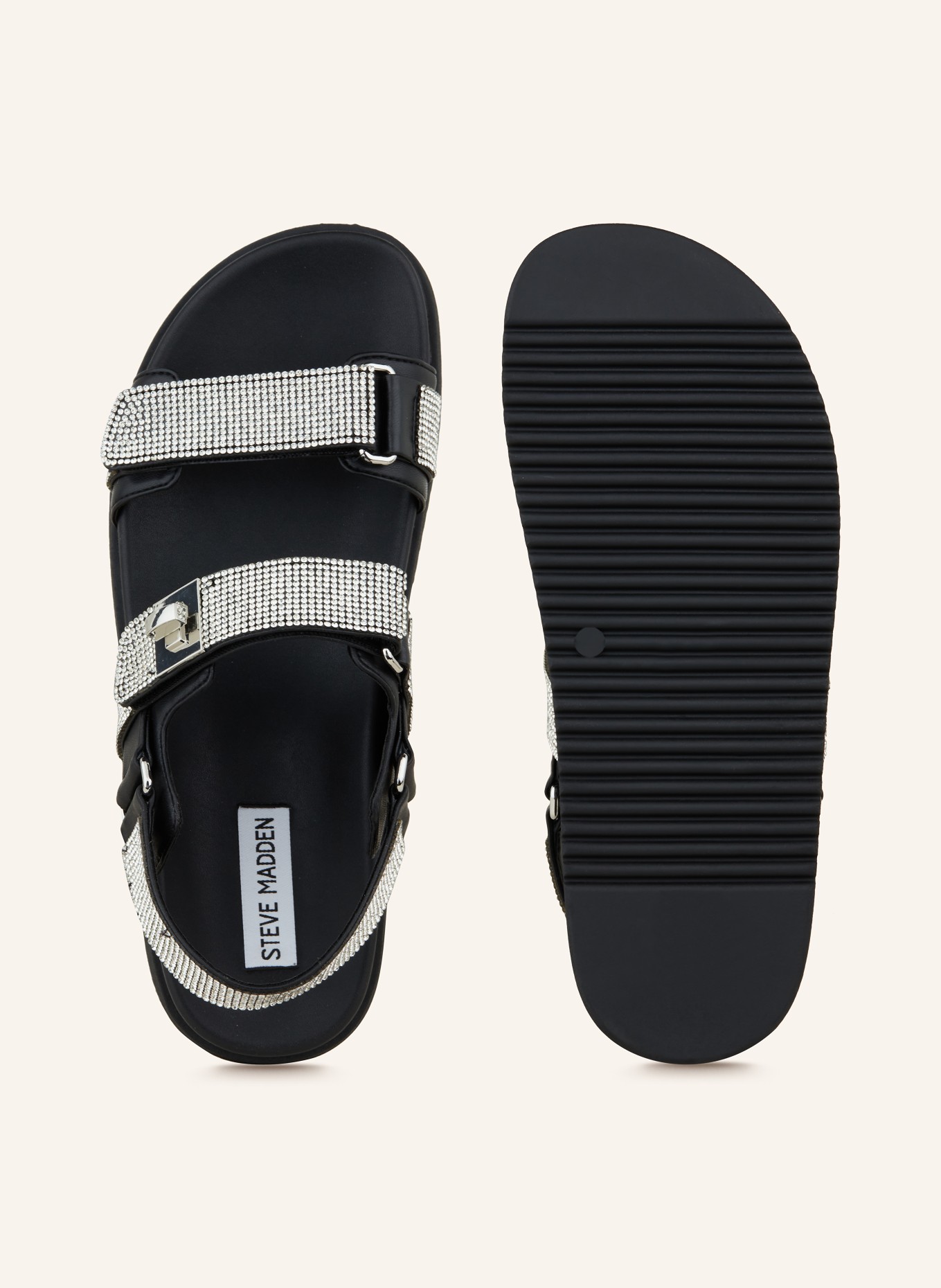 STEVE MADDEN Sandals MONA with decorative gems, Color: BLACK/ SILVER (Image 5)