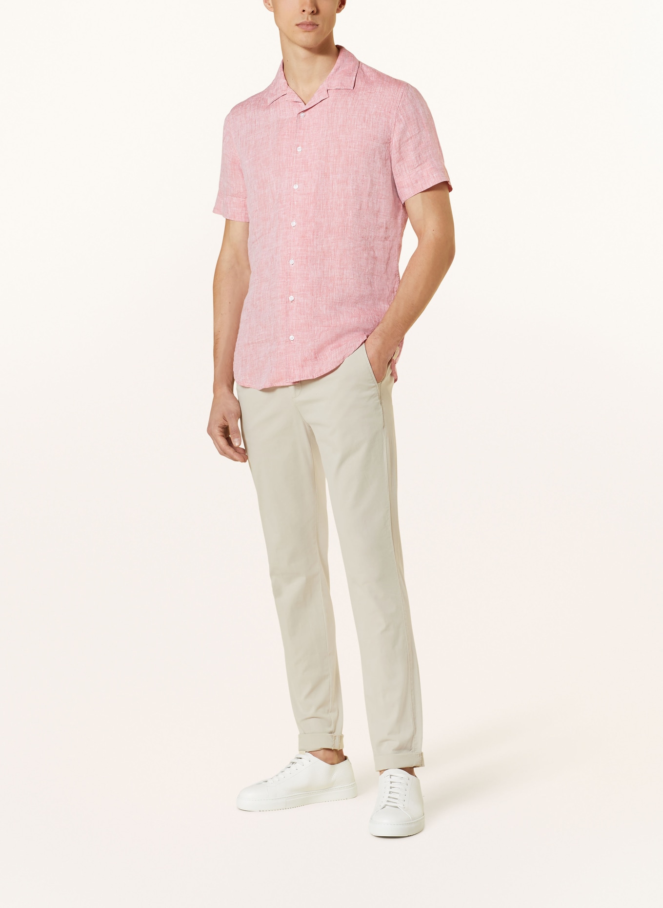 Q1 Manufaktur Resort shirt slim relaxed fit in linen, Color: RED (Image 2)