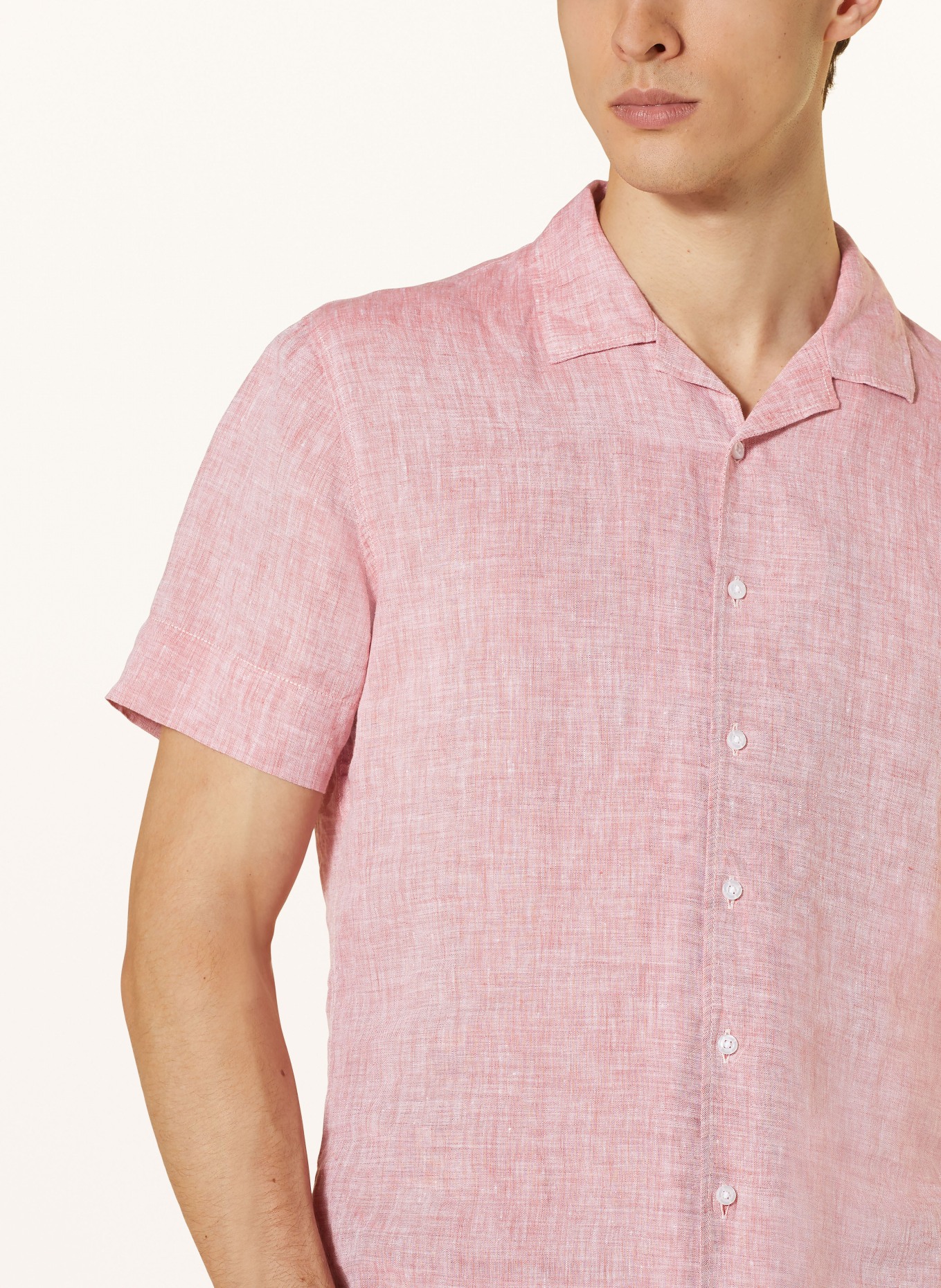 Q1 Manufaktur Resort shirt slim relaxed fit in linen, Color: RED (Image 4)