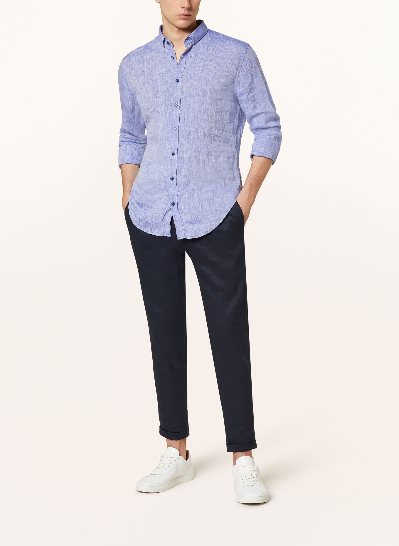 Q1 Manufaktur Linen shirt slim relaxed fit, Color: BLUE (Image 2)