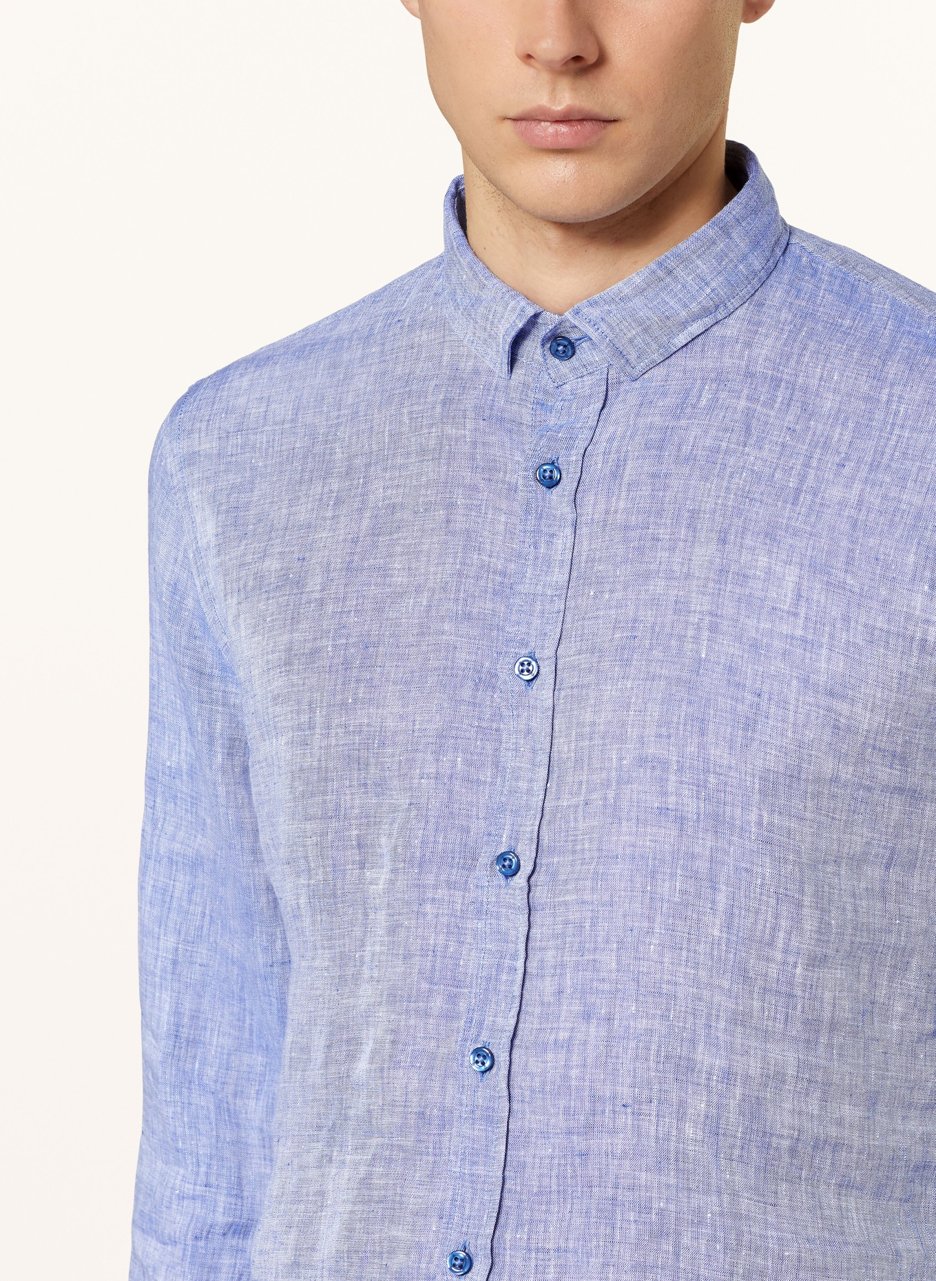 Q1 Manufaktur Linen shirt slim relaxed fit, Color: BLUE (Image 4)