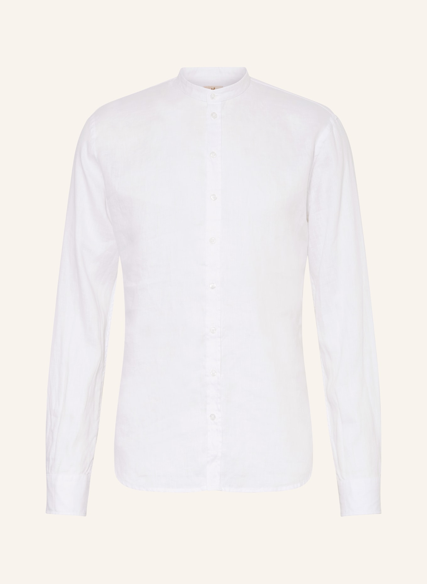 Q1 Manufaktur Linen shirt slim relaxed fit with stand-up collar, Color: WHITE (Image 1)