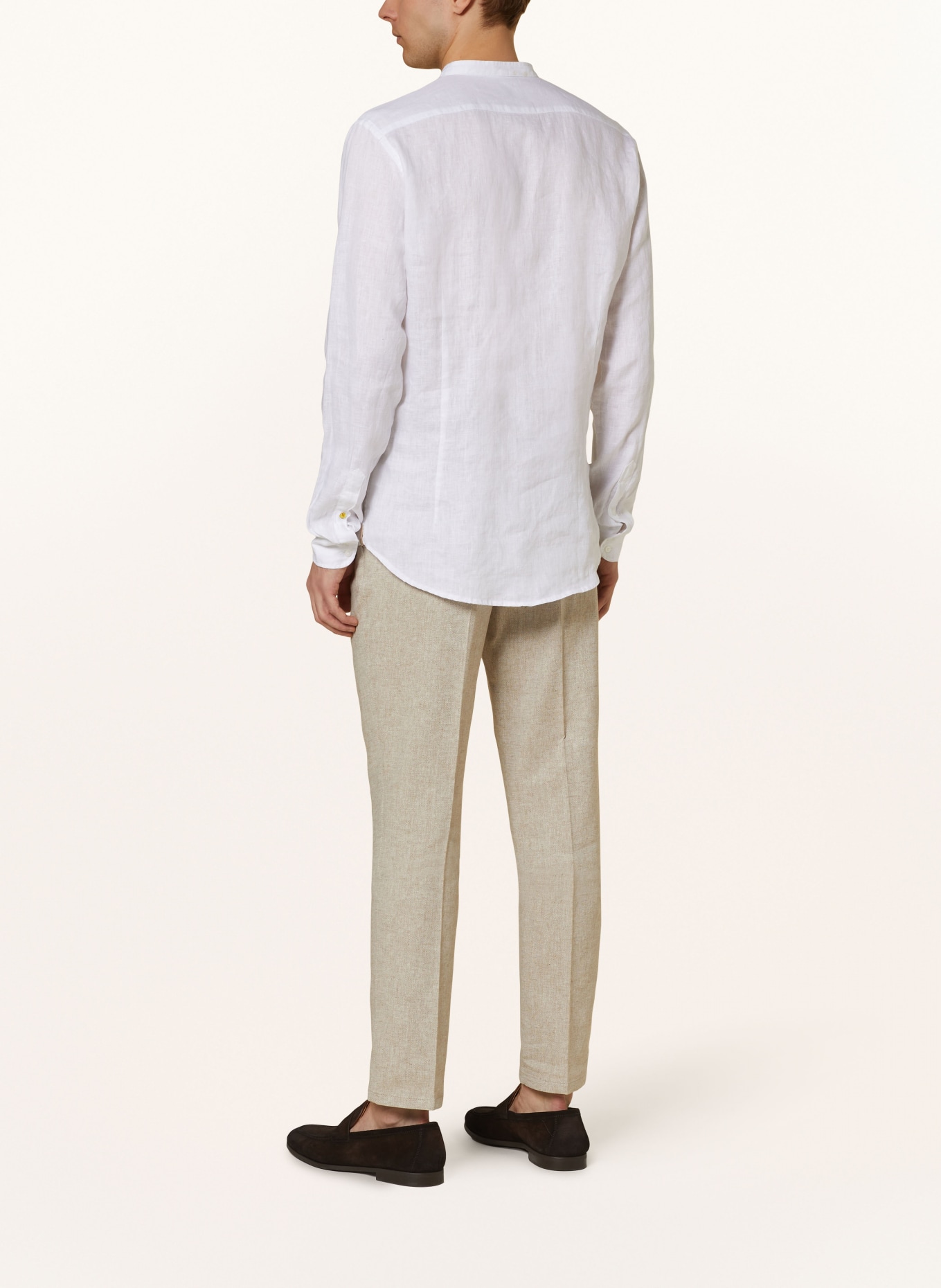Q1 Manufaktur Linen shirt slim relaxed fit with stand-up collar, Color: WHITE (Image 3)