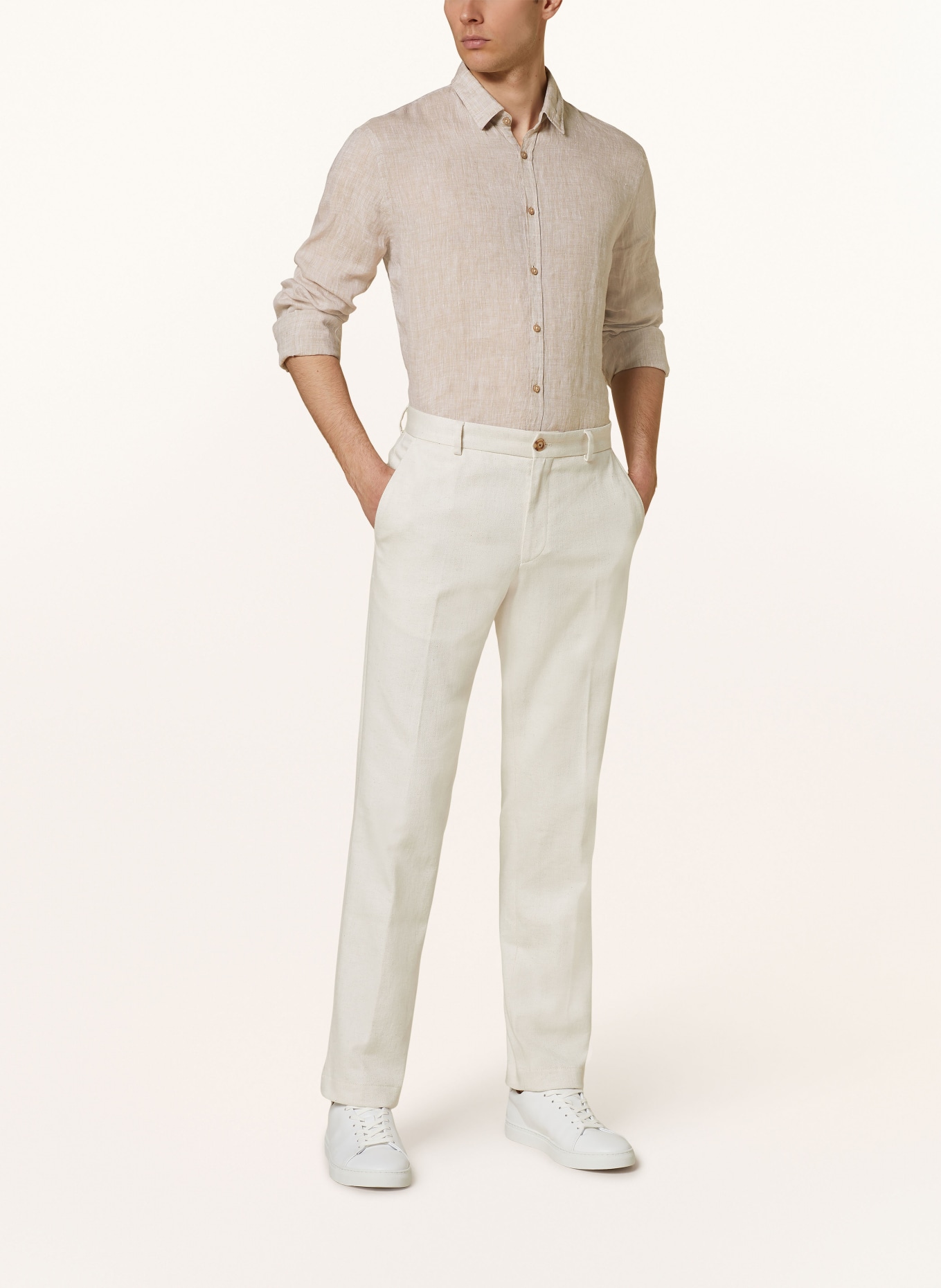 Q1 Manufaktur Linen shirt slim relaxed fit, Color: BEIGE (Image 2)