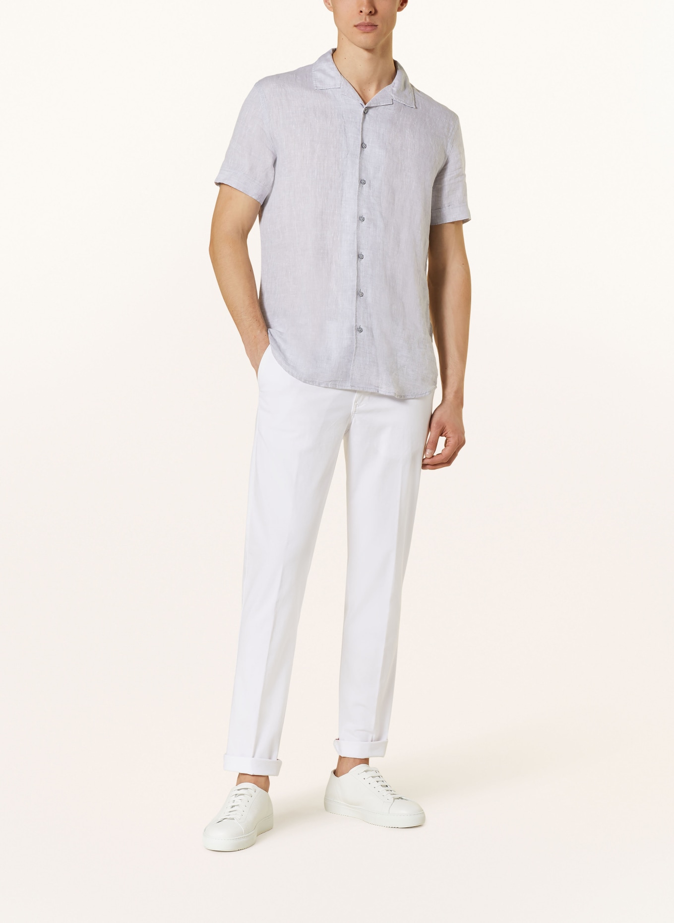 Q1 Manufaktur Resort shirt OLLY slim relaxed fit in linen, Color: GRAY (Image 2)
