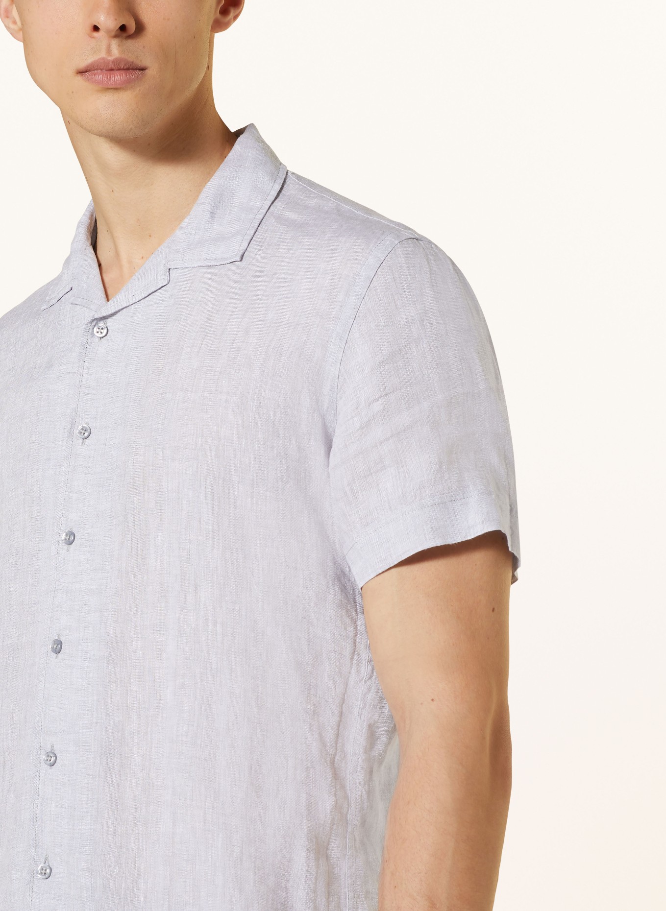 Q1 Manufaktur Resort shirt OLLY slim relaxed fit in linen, Color: GRAY (Image 4)