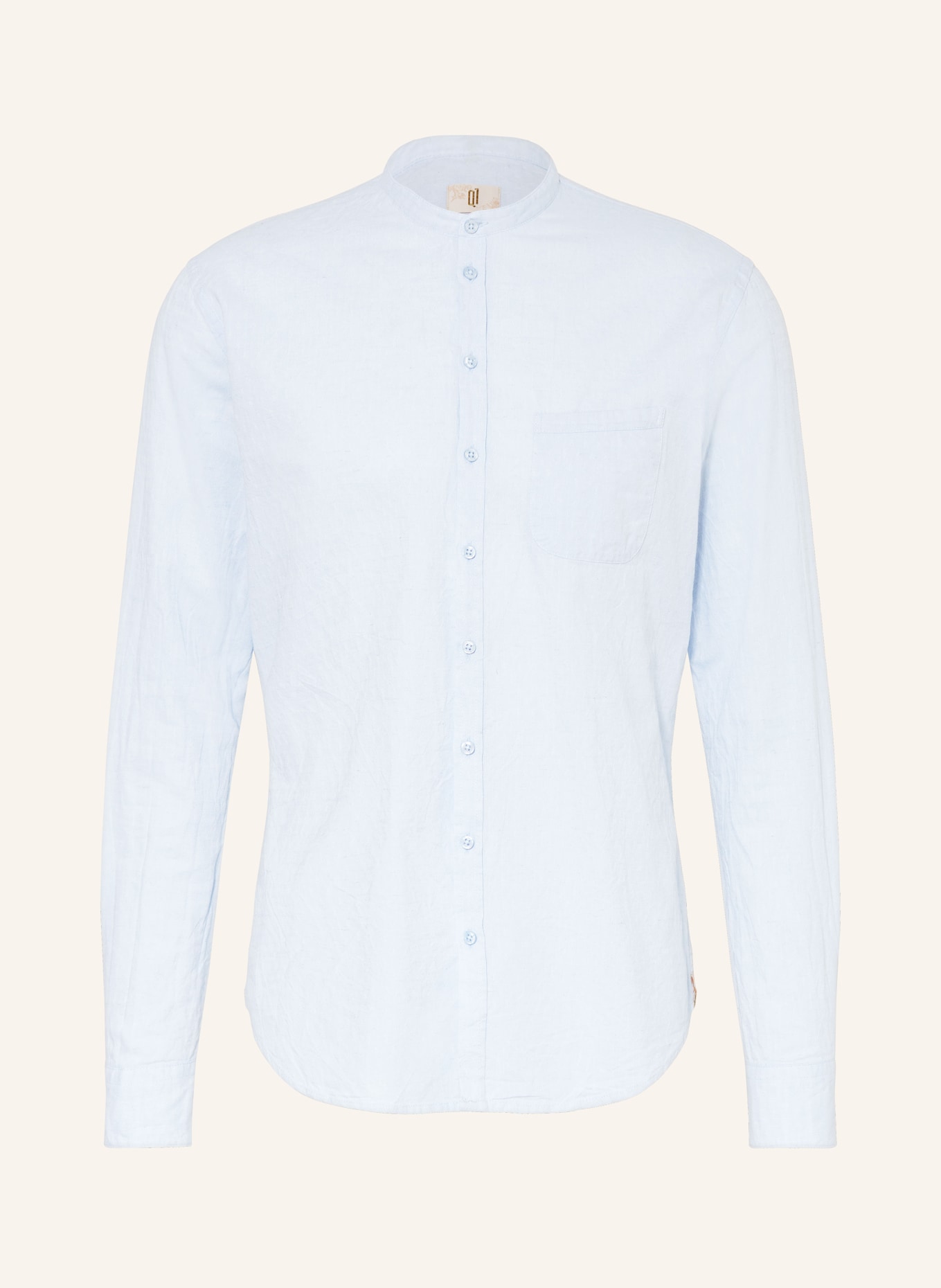 Q1 Manufaktur Shirt slim relaxed fit with stand-up collar and linen, Color: LIGHT BLUE (Image 1)