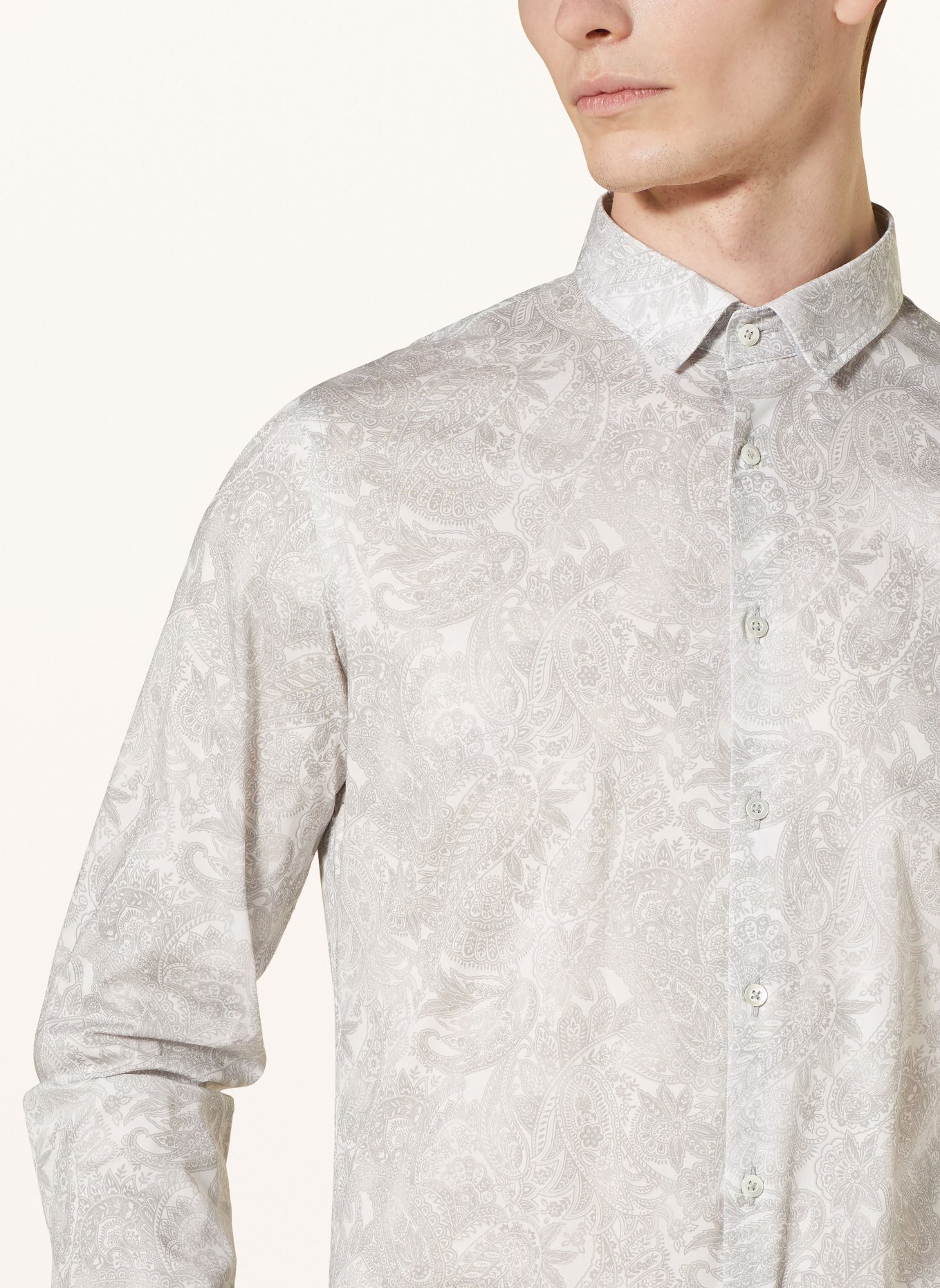 Q1 Manufaktur Shirt slim fit, Color: LIGHT GRAY/ WHITE (Image 4)