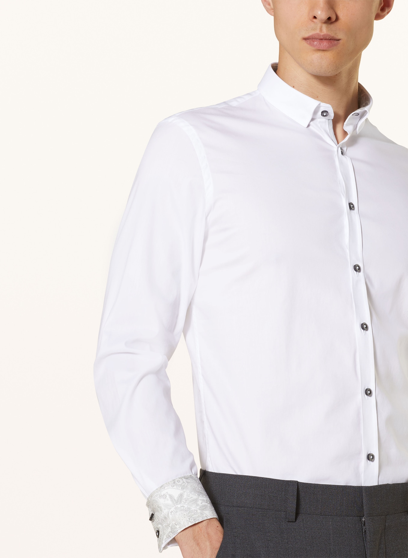 Q1 Manufaktur Hemd Extra Slim Fit, Farbe: WEISS/ GRAU (Bild 4)