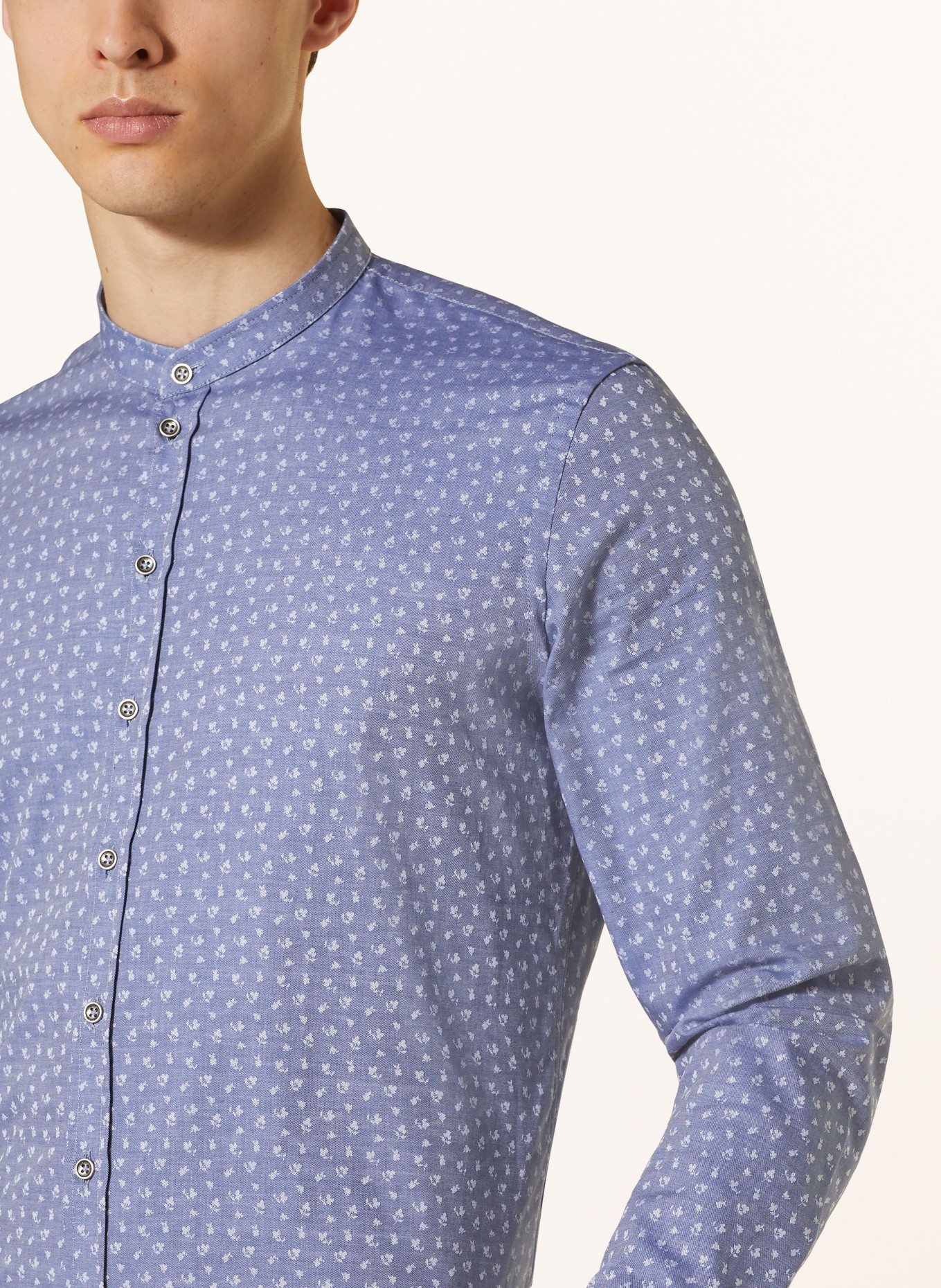 Q1 Manufaktur Shirt extra slim fit with stand-up collar, Color: BLUE (Image 4)