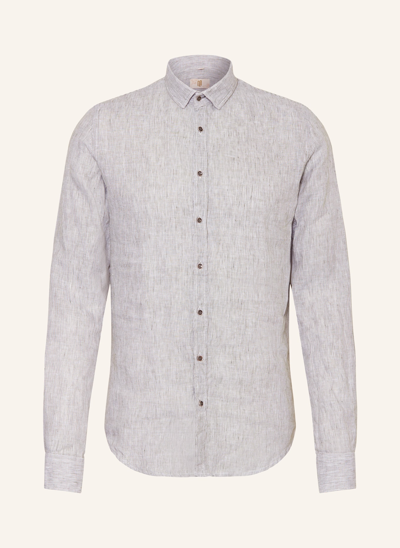 Q1 Manufaktur Linen shirt extra slim fit, Color: WHITE/ GREEN (Image 1)