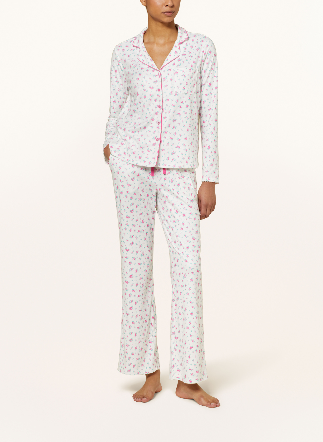 P.J.Salvage Pajamas, Color: WHITE/ PINK/ GREEN (Image 2)
