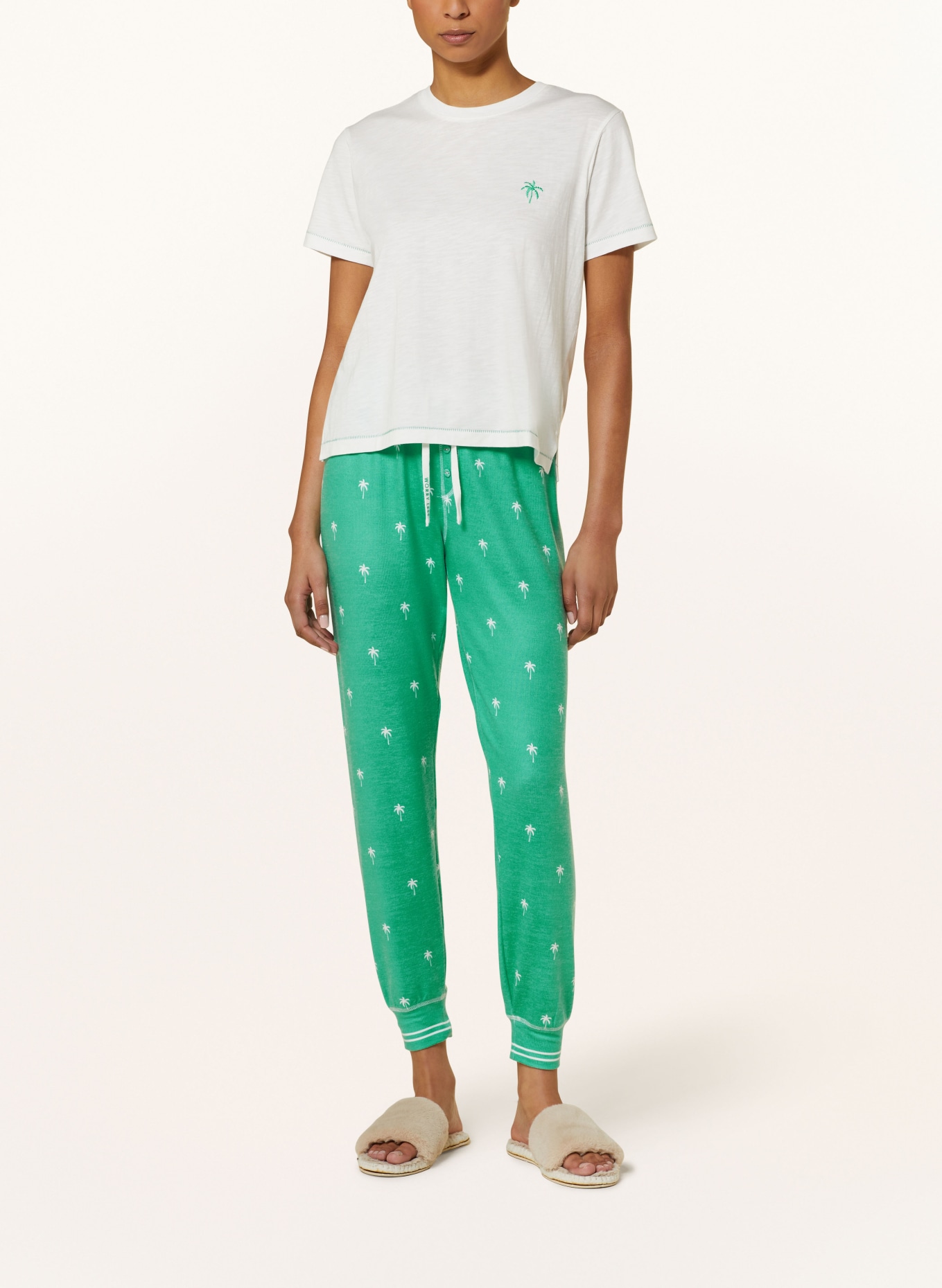 P.J.Salvage Pajama pants, Color: GREEN/ CREAM (Image 2)
