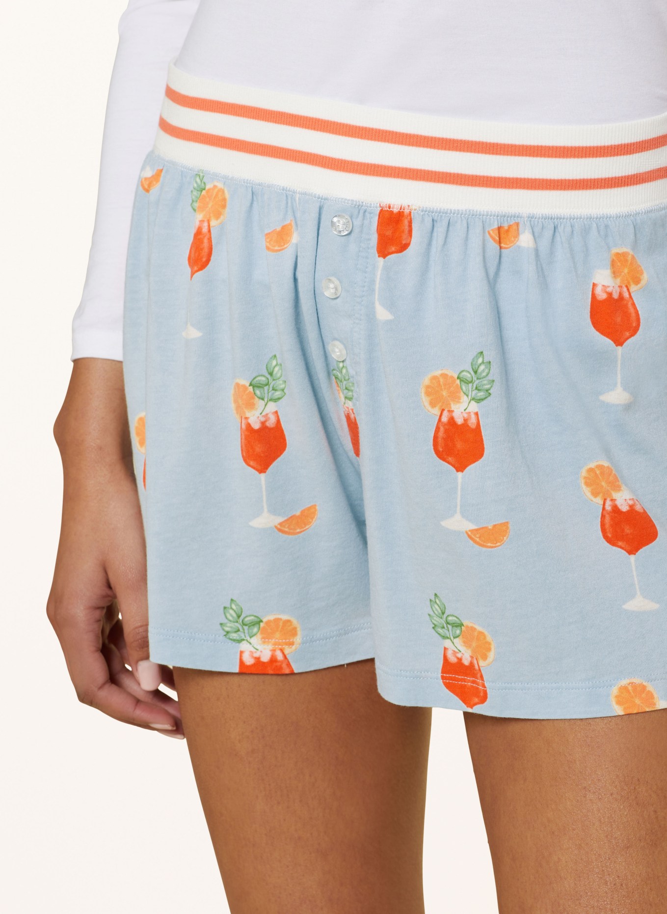 P.J.Salvage Schlafshorts, Farbe: HELLBLAU/ ORANGE (Bild 5)