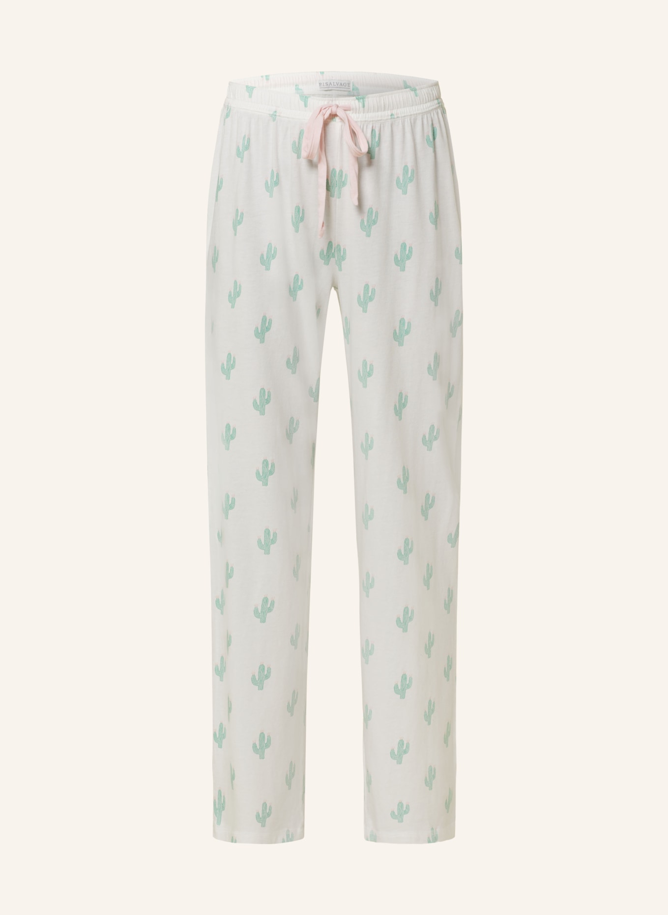 P.J.Salvage Pajama pants, Color: CREAM/ GREEN (Image 1)