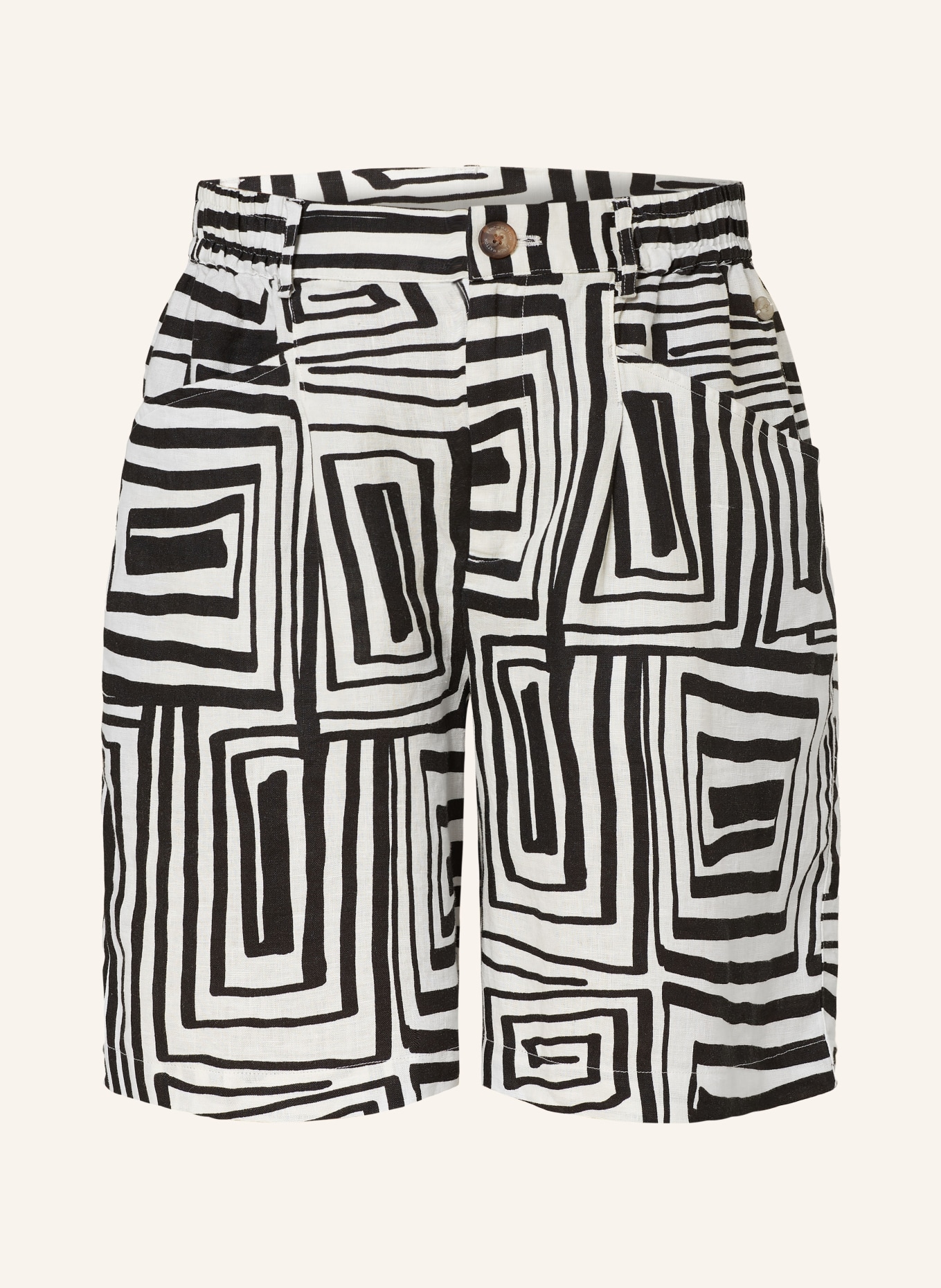 FYNCH-HATTON Linen shorts, Color: WHITE/ BLACK (Image 1)