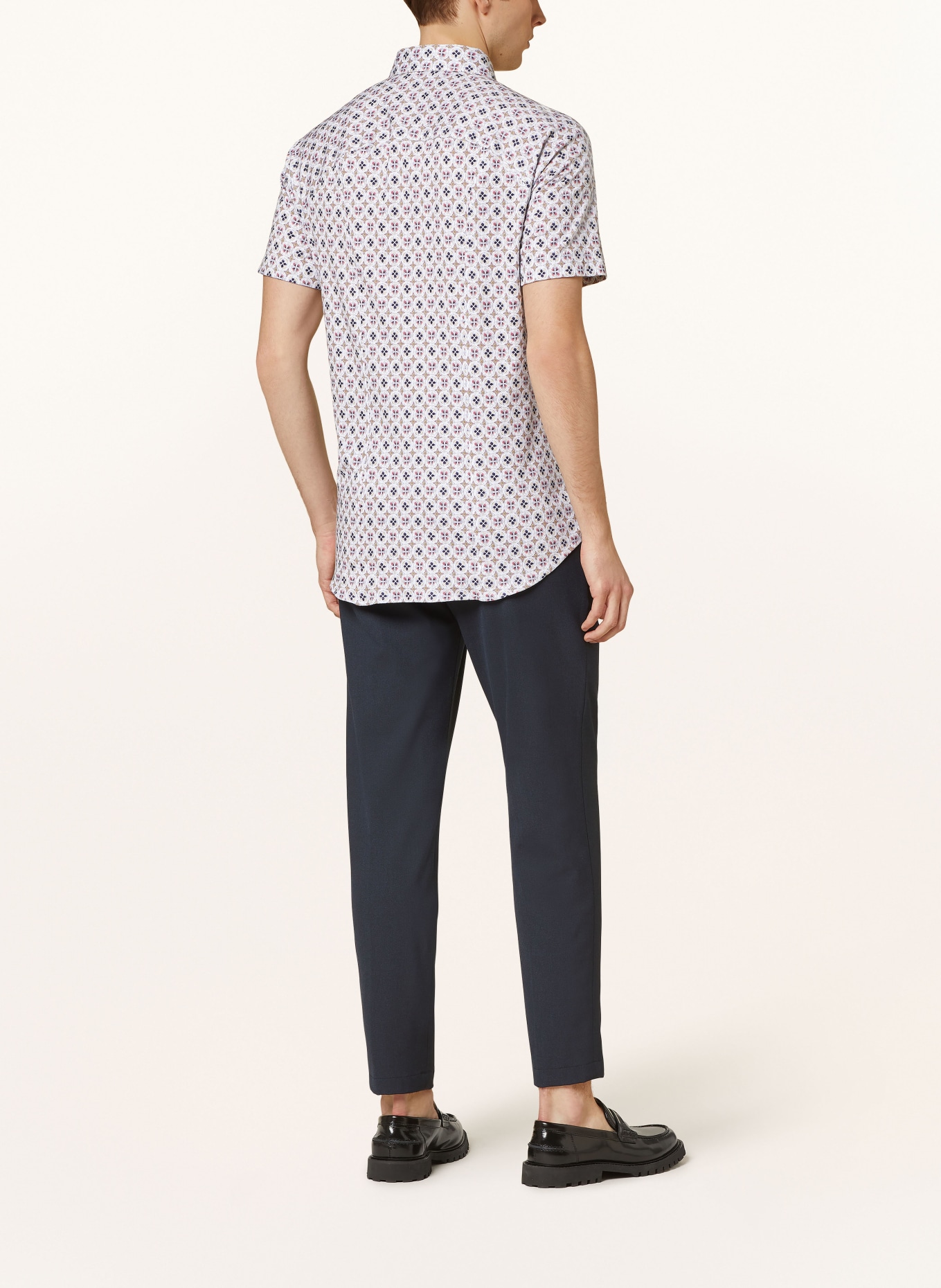 DESOTO Kurzarm-Hemd Slim Fit aus Jersey, Farbe: BEIGE/ ROT/ DUNKELBLAU (Bild 3)