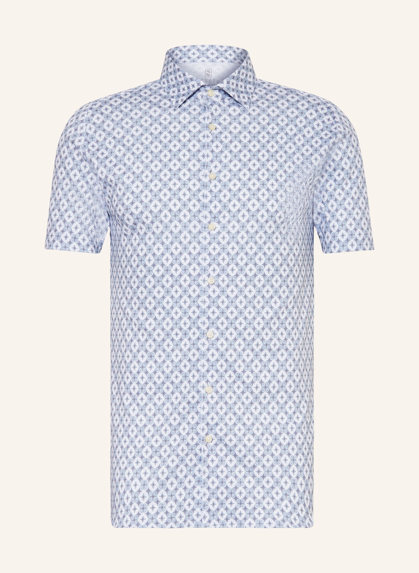 DESOTO Kurzarm-Hemd Slim Fit aus Jersey, Farbe: GRAU/ BLAUGRAU (Bild 1)