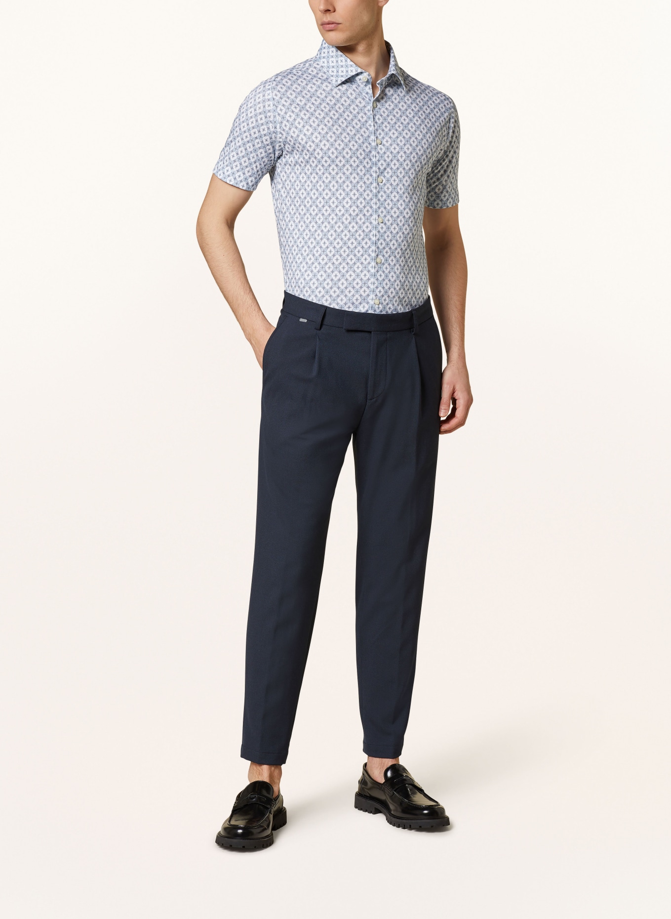 DESOTO Kurzarm-Hemd Slim Fit aus Jersey, Farbe: GRAU/ BLAUGRAU (Bild 2)