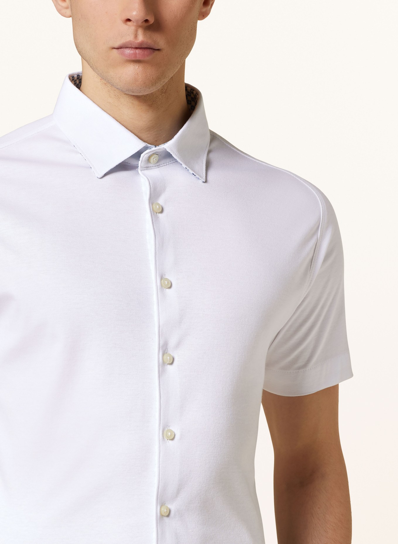 DESOTO Short sleeve shirt slim fit in jersey, Color: WHITE (Image 4)