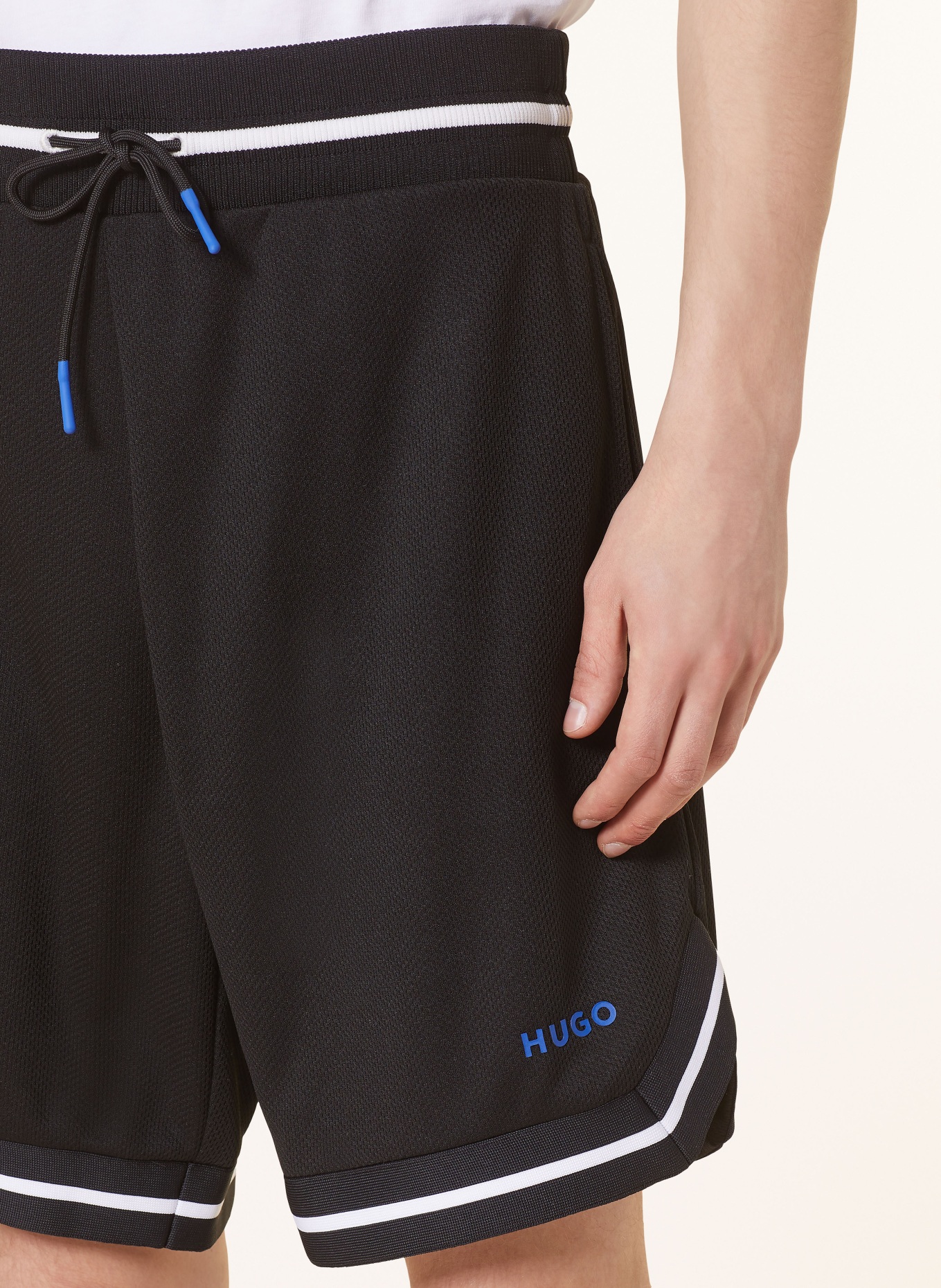 HUGO BLUE Mesh shorts NOCRATES, Color: BLACK/ WHITE (Image 5)