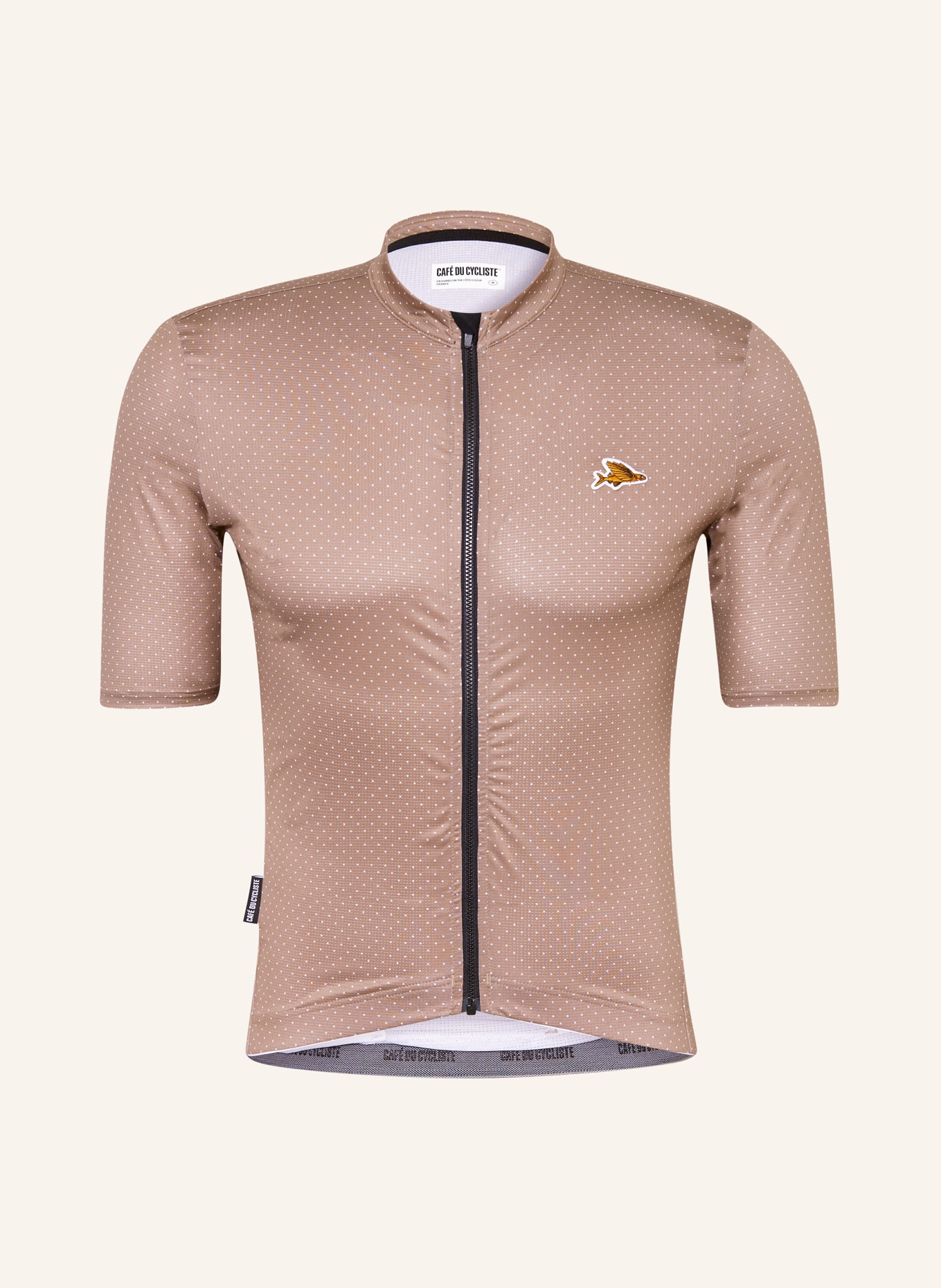 CAFÉ DU CYCLISTE Cycling jersey FLEURETTE, Color: LIGHT BROWN/ WHITE (Image 1)