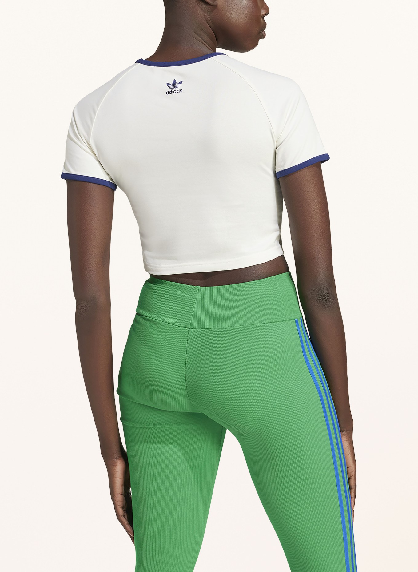 adidas Originals Cropped shirt GFX BABY TEE, Color: ECRU/ DARK BLUE (Image 3)