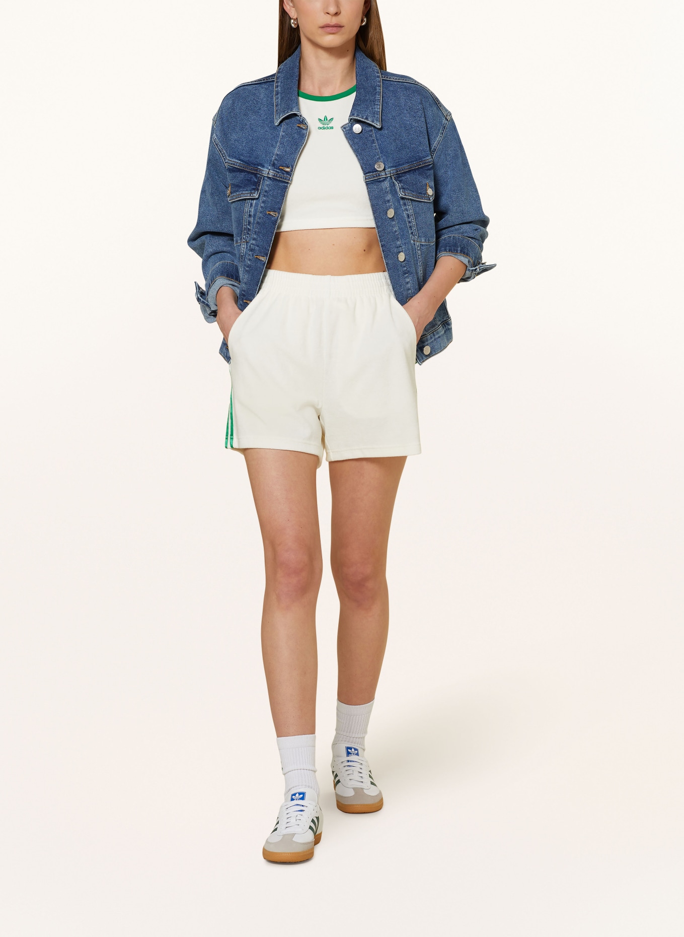 adidas Originals Terry cloth shorts ADIDAS ORIGINALS, Color: WHITE/ GREEN (Image 2)