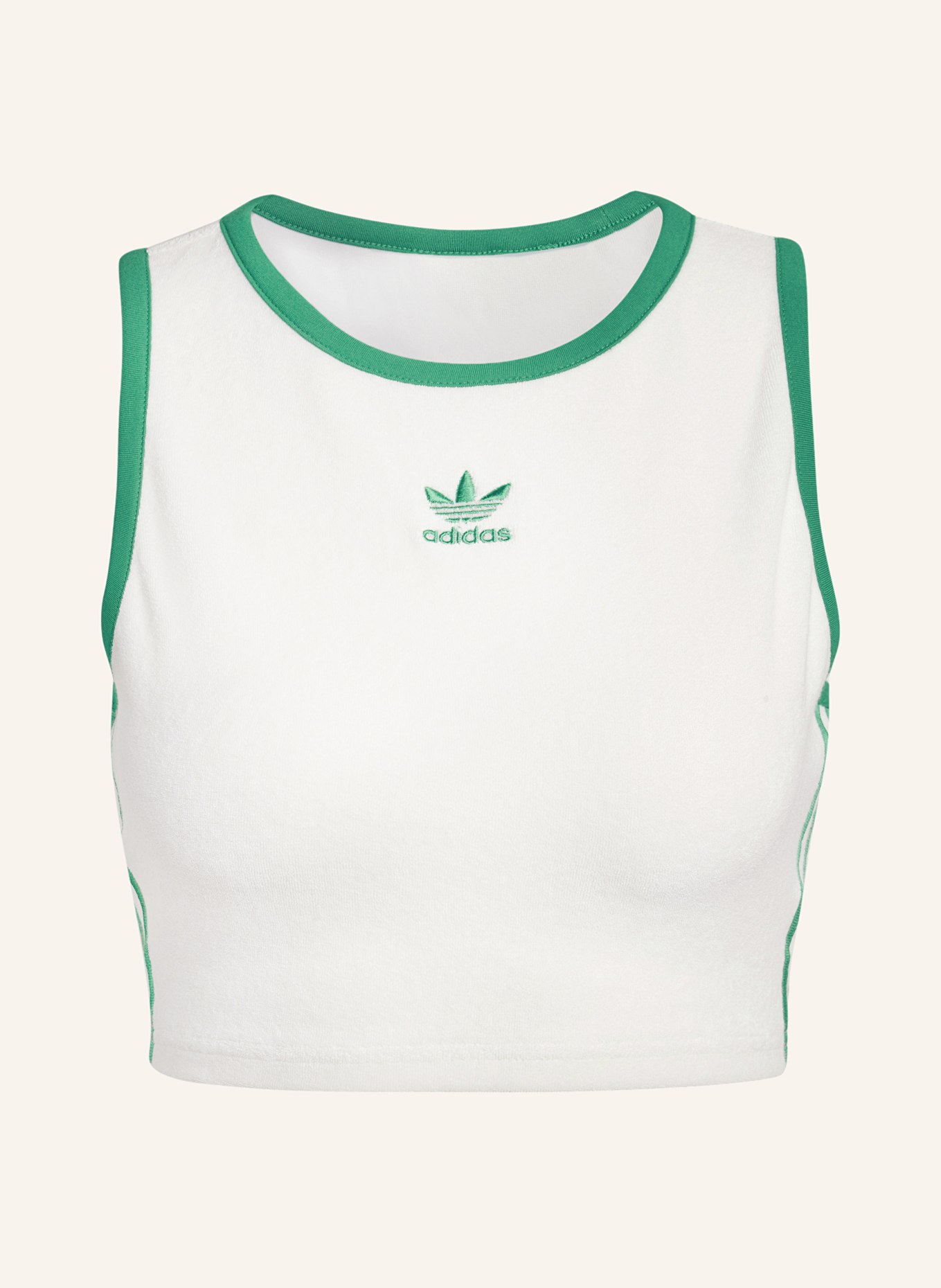 adidas Originals Cropped top made of terry cloth, Color: WHITE/ GREEN (Image 1)