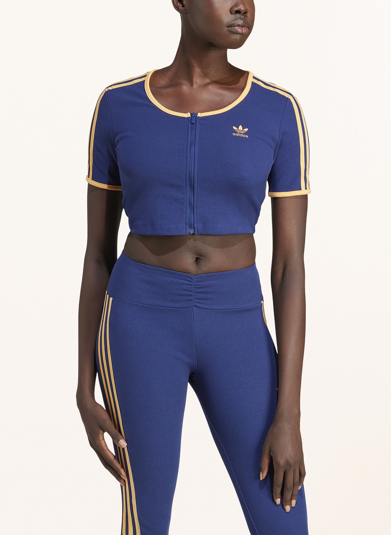 adidas Originals Cropped-Shirt, Farbe: DUNKELBLAU/ HELLORANGE (Bild 2)