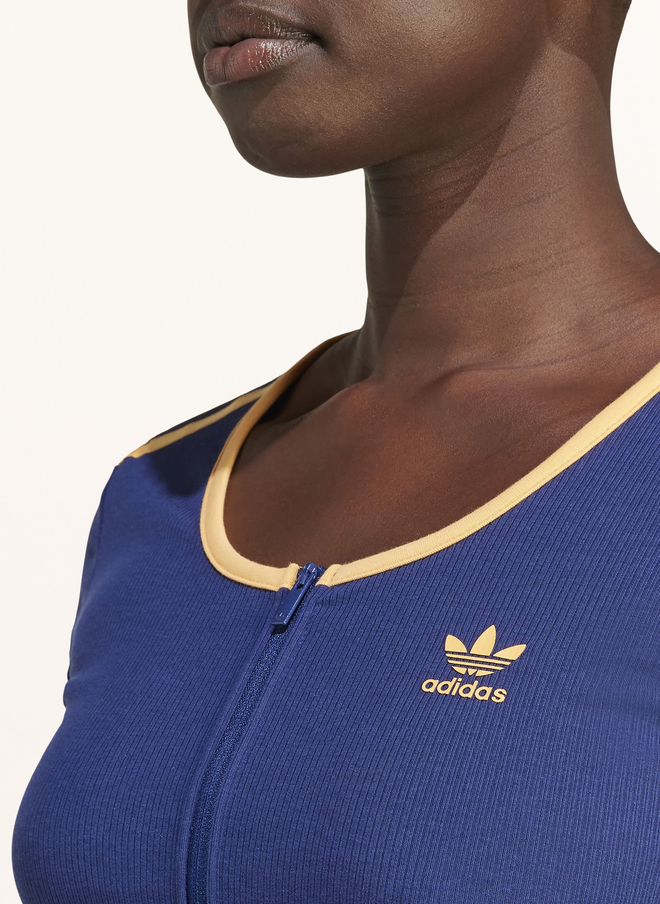 adidas Originals Cropped-Shirt, Farbe: DUNKELBLAU/ HELLORANGE (Bild 4)