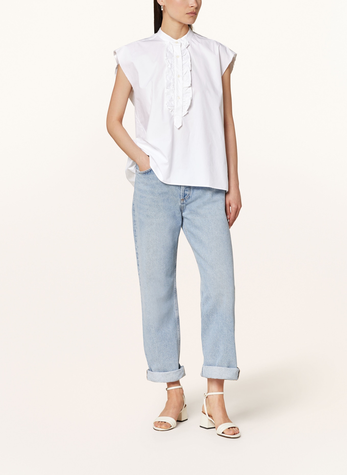 SoSUE Blouse top BARCELONA with ruffles, Color: WHITE (Image 2)