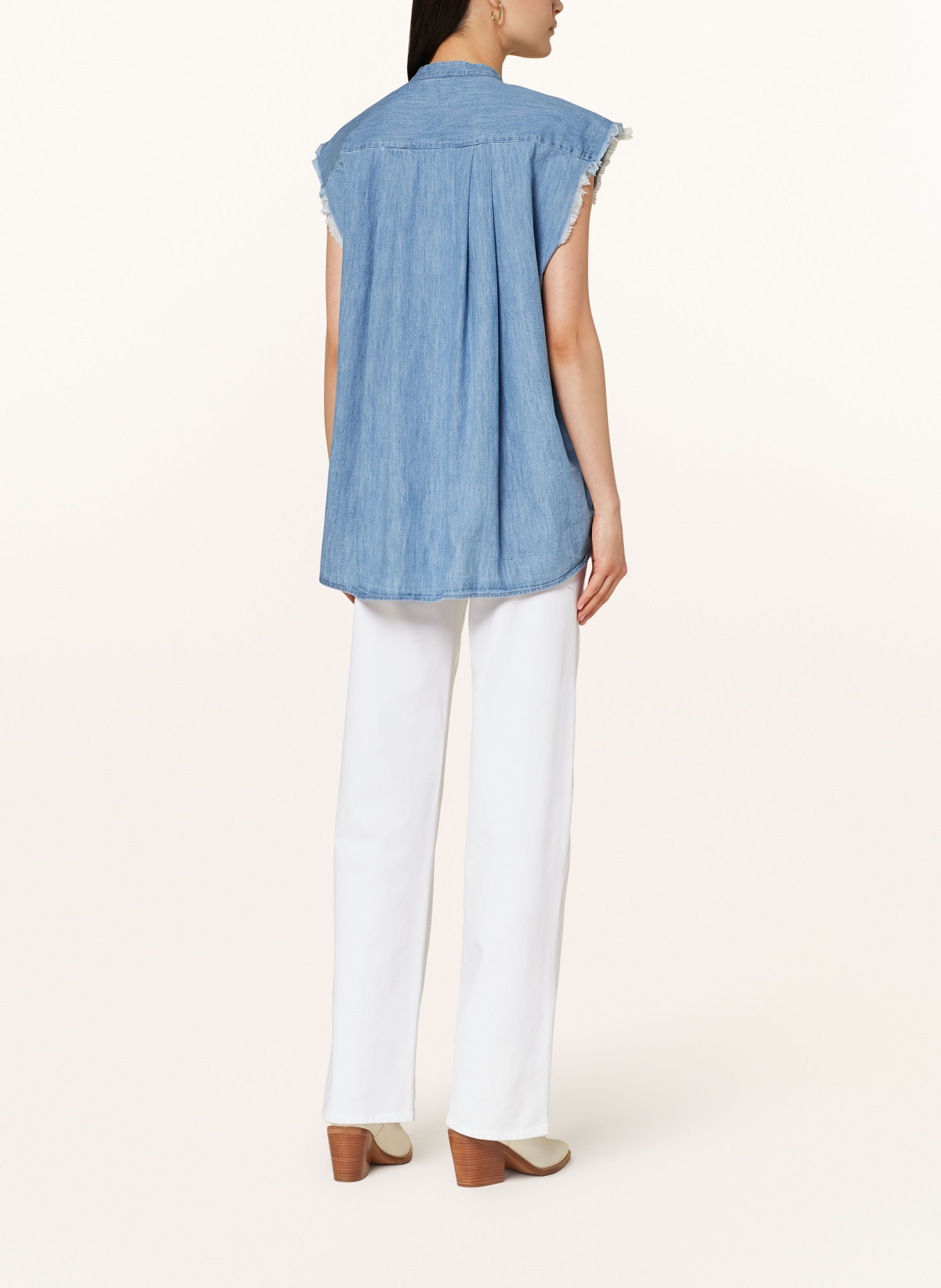 SoSUE Blouse top BARCELONA with ruffles, Color: BLUE (Image 3)