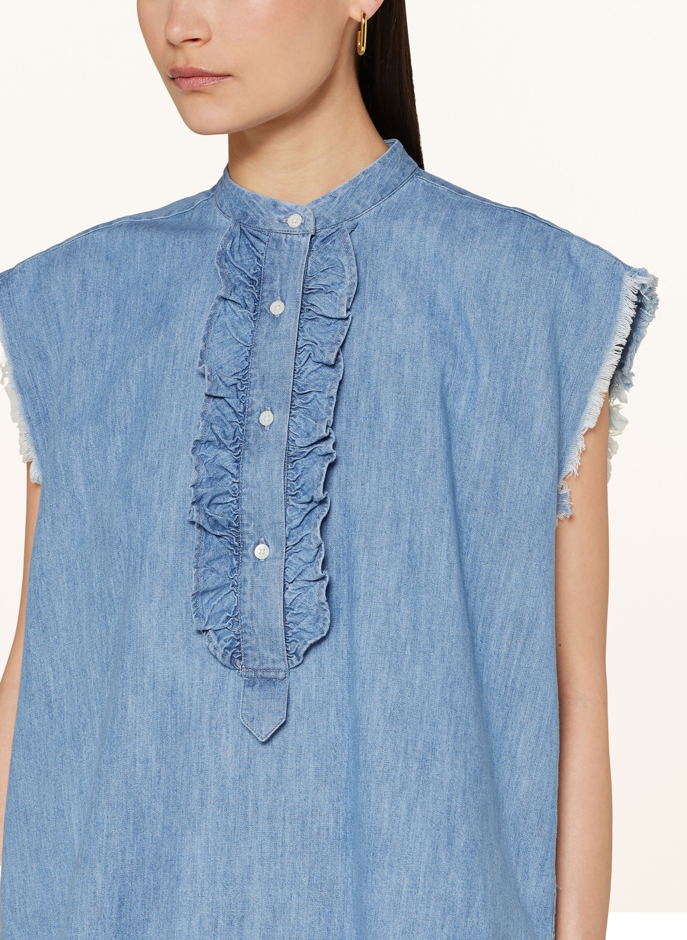 SoSUE Blouse top BARCELONA with ruffles, Color: BLUE (Image 4)