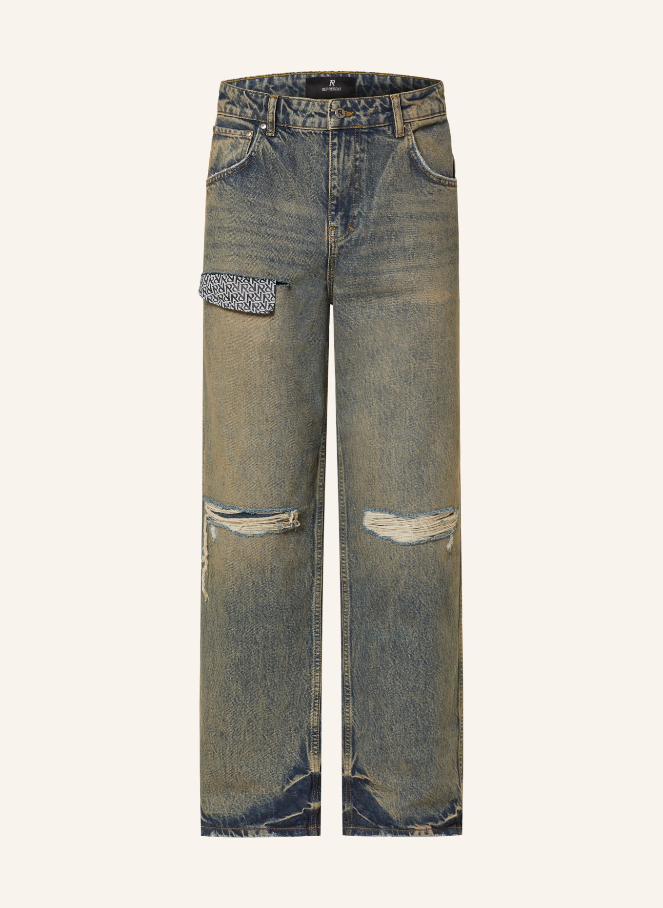 REPRESENT Destroyed Jeans Straight Fit, Farbe: 25 BLUE CREAM (Bild 1)