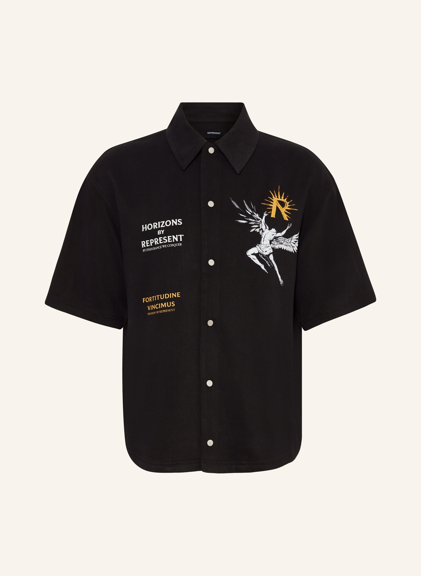 REPRESENT Short sleeve shirt ICARUS comfort fit, Color: BLACK (Image 1)