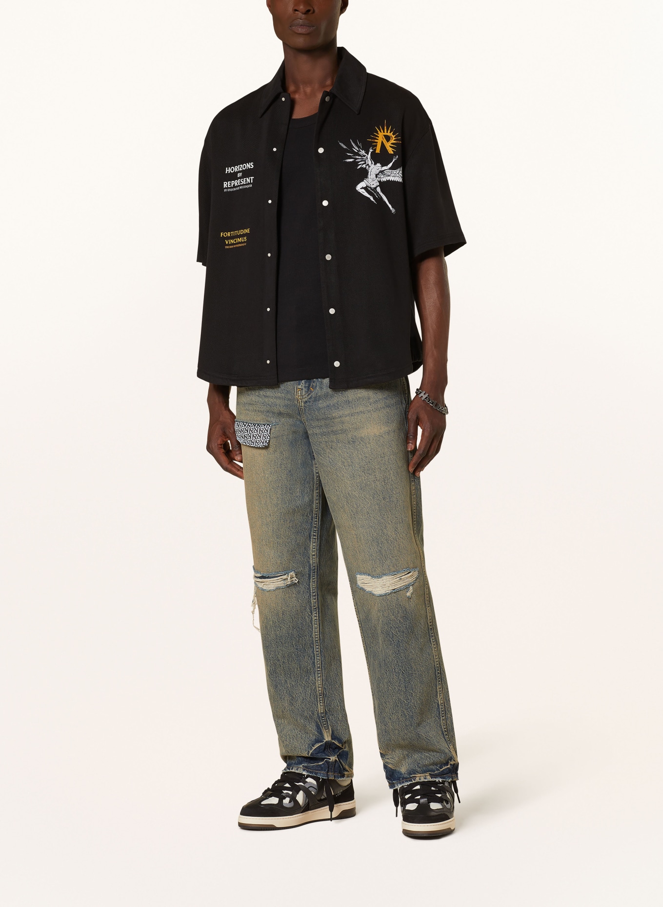 REPRESENT Short sleeve shirt ICARUS comfort fit, Color: BLACK (Image 3)
