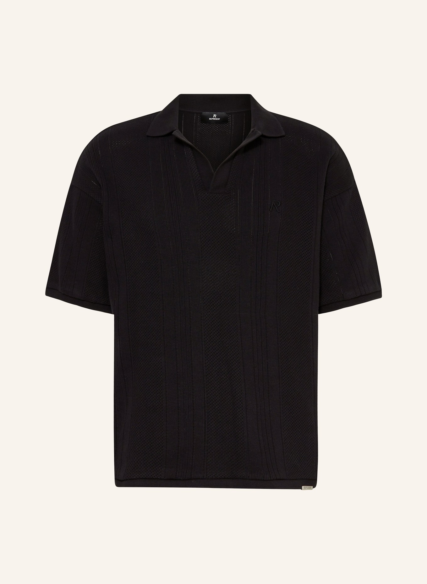 REPRESENT Knitted polo shirt, Color: BLACK (Image 1)