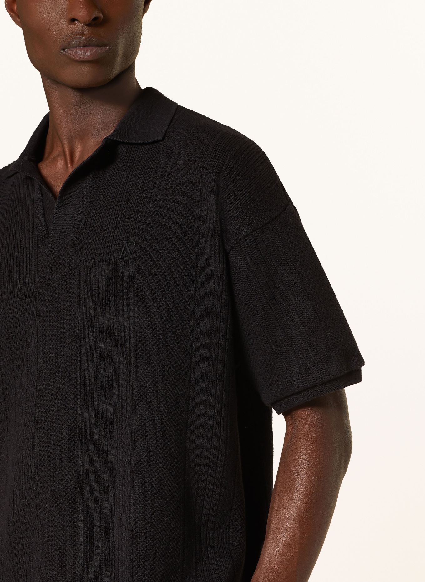 REPRESENT Knitted polo shirt, Color: BLACK (Image 4)