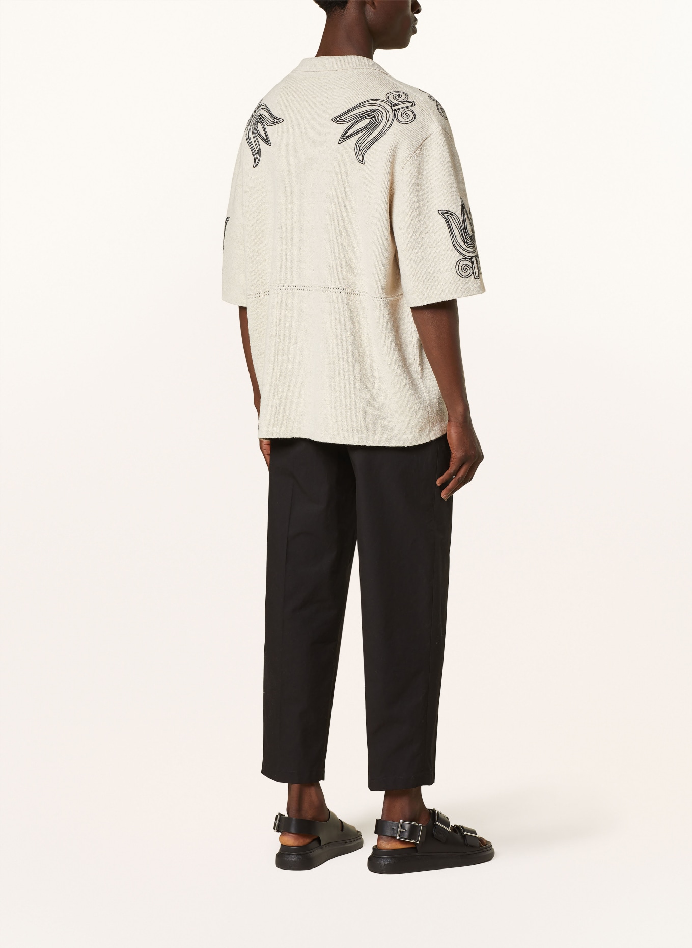 Nanushka Koszula z dzianiny KAEMON comfort fit, Kolor: BEŻOWY/ CZARNY (Obrazek 3)