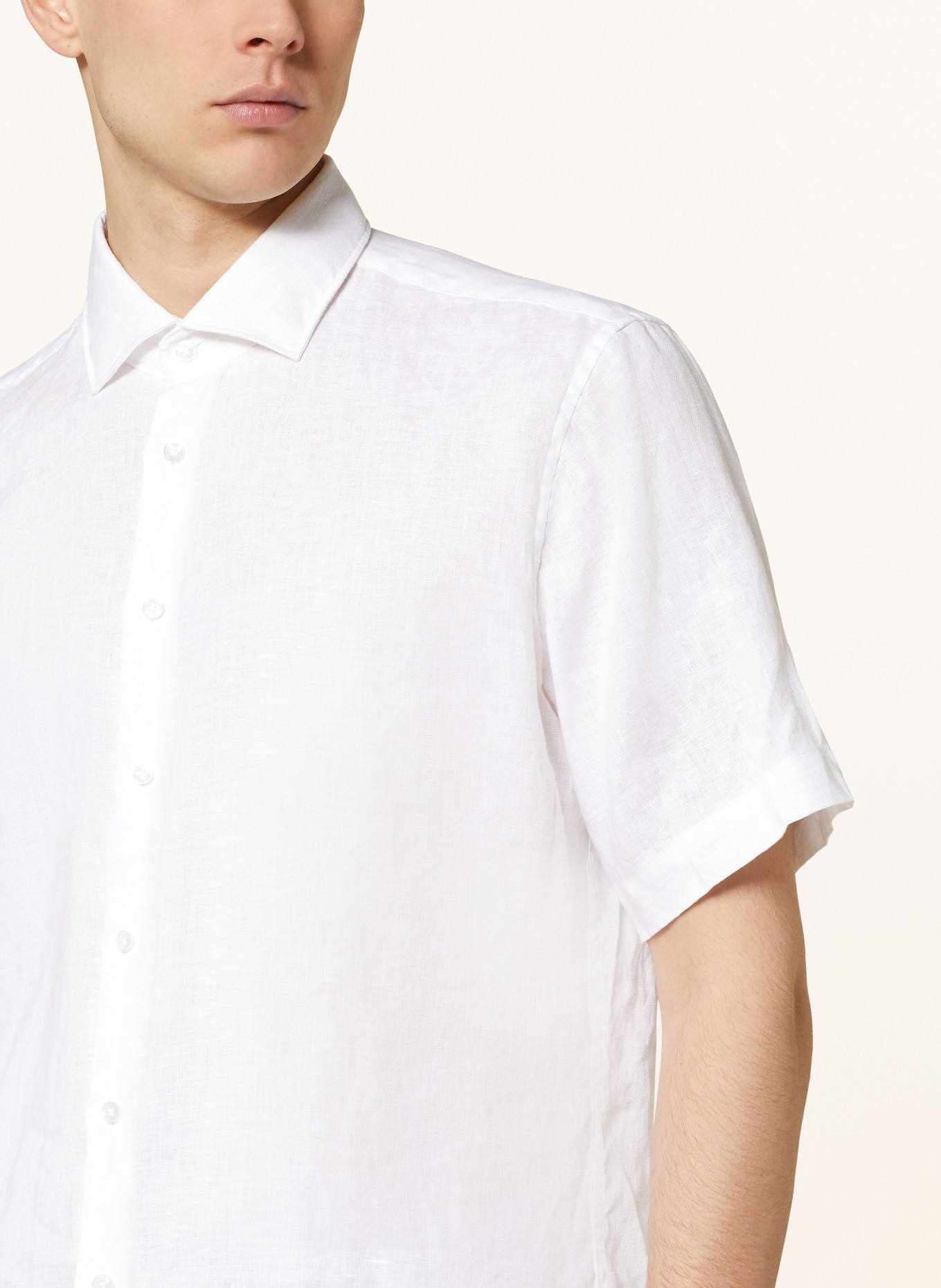 seidensticker Short sleeve shirt regular fit made of linen, Color: CREAM (Image 4)