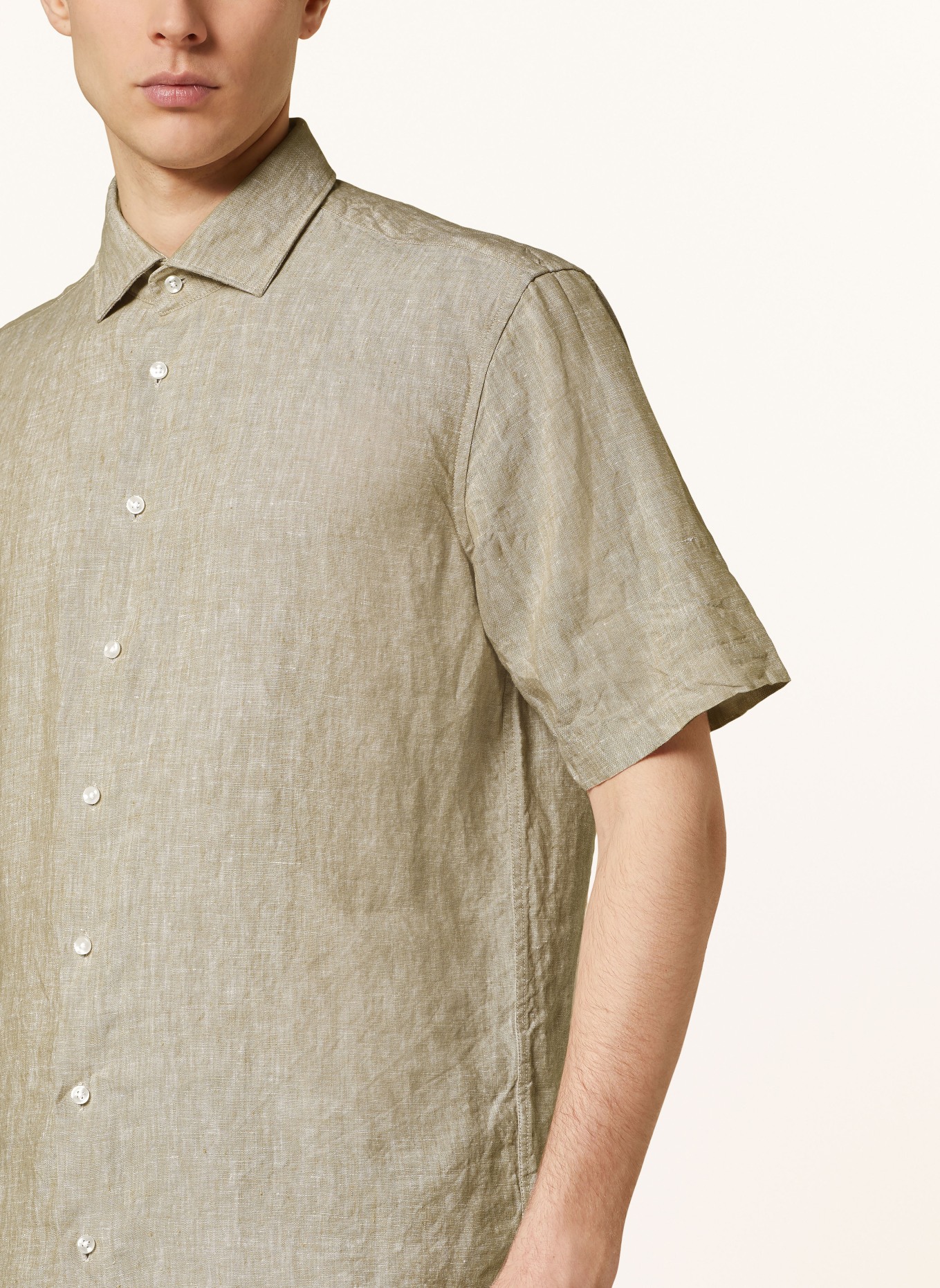 seidensticker Short sleeve shirt regular fit made of linen, Color: BEIGE (Image 4)